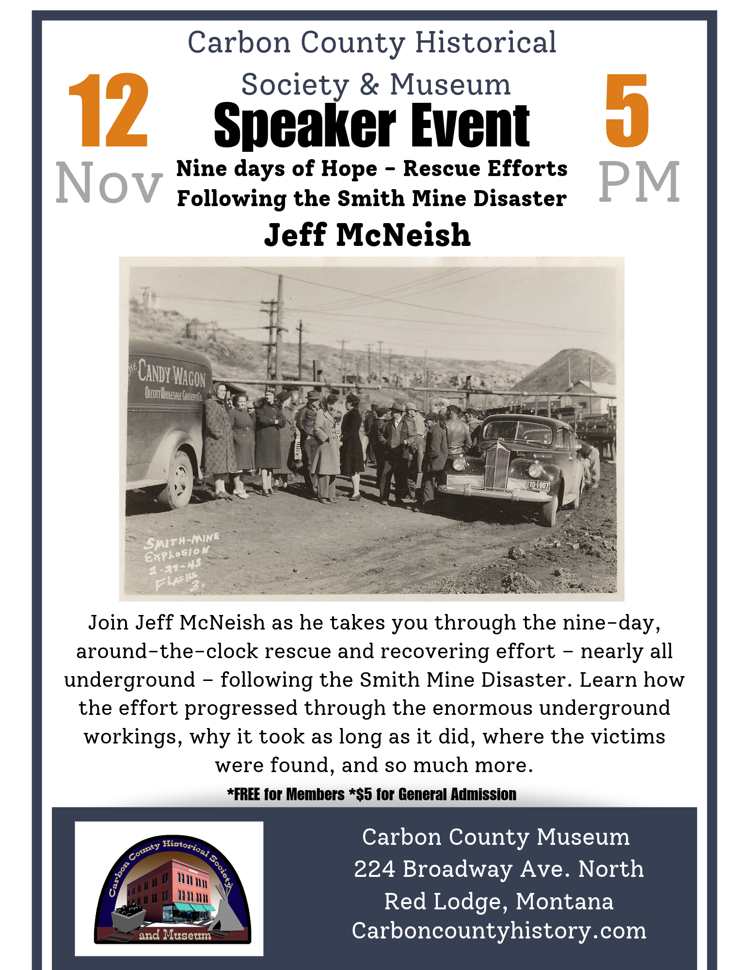 Speaker Series: Jeff McNeish - Smith Mine Disaster