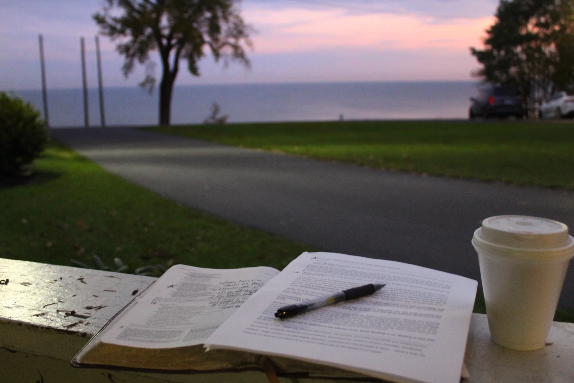JESUS & COFFEE. Time in the porch just before sunrise over the lake, spent time praying and reading through my teaching.