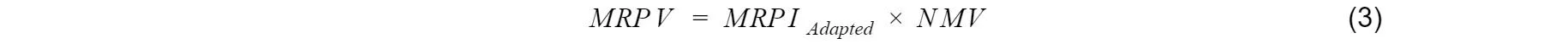  Where: the  MRPV  is calculated using the adapted  MRPI  and the Net Material Value ( NMV ): 