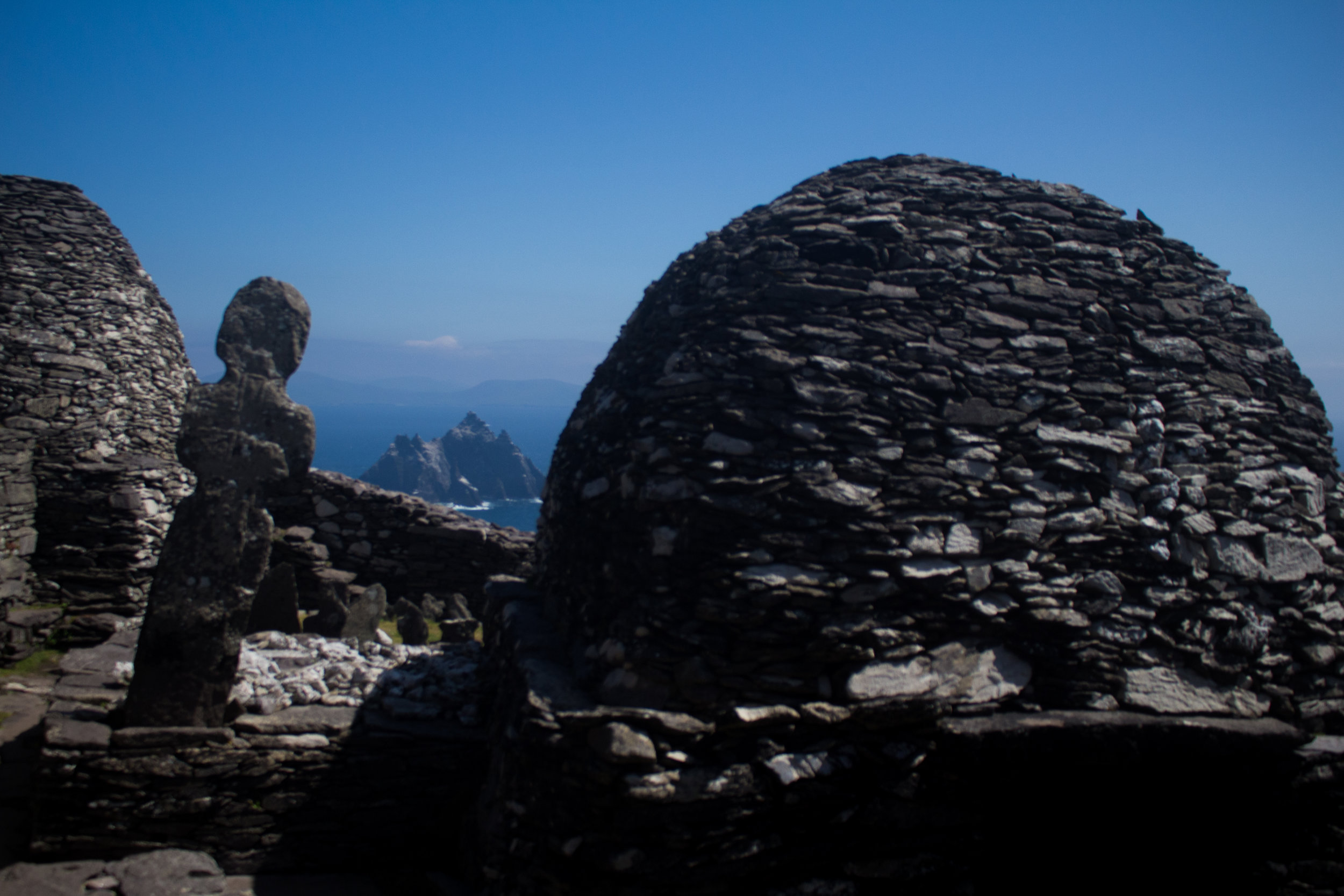 Beehive shaped monastic structures, atop Skellig Michael.