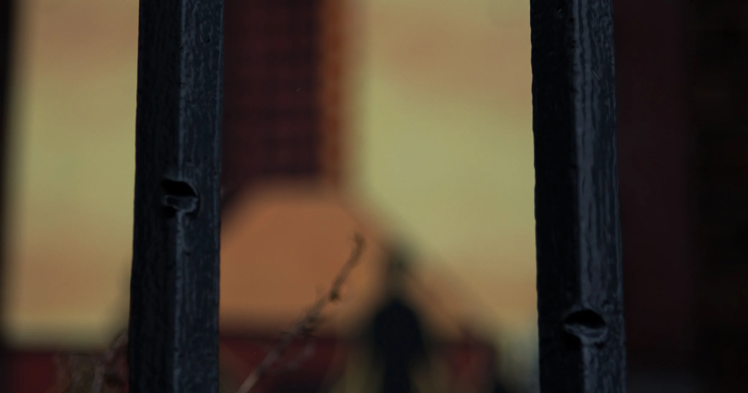 Bullet holes on the wrought iron fence that runs around Divis Tower, left from the machine gun fire conducted by the RUC in 1969.