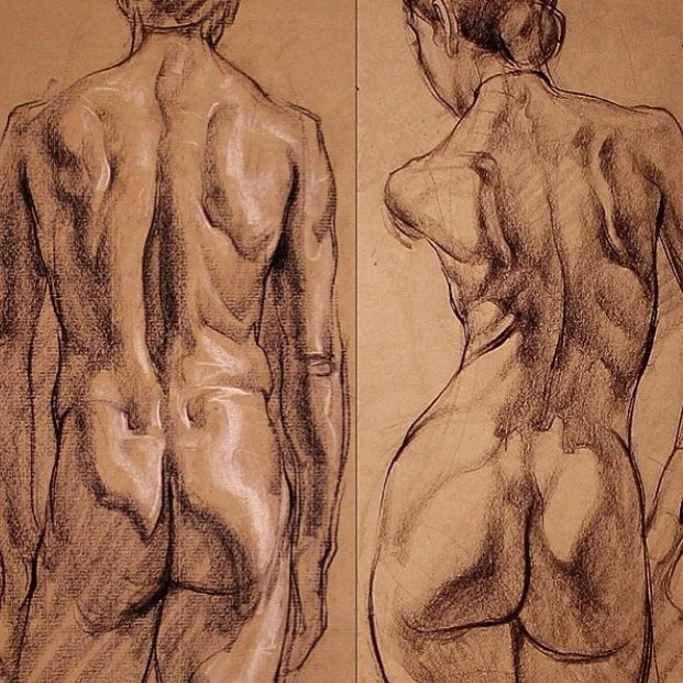 Two Figure Drawing demos of male and female back. (At Art Center Pasadena circa 2007) March 25, 2016 at 0941AM.jpg