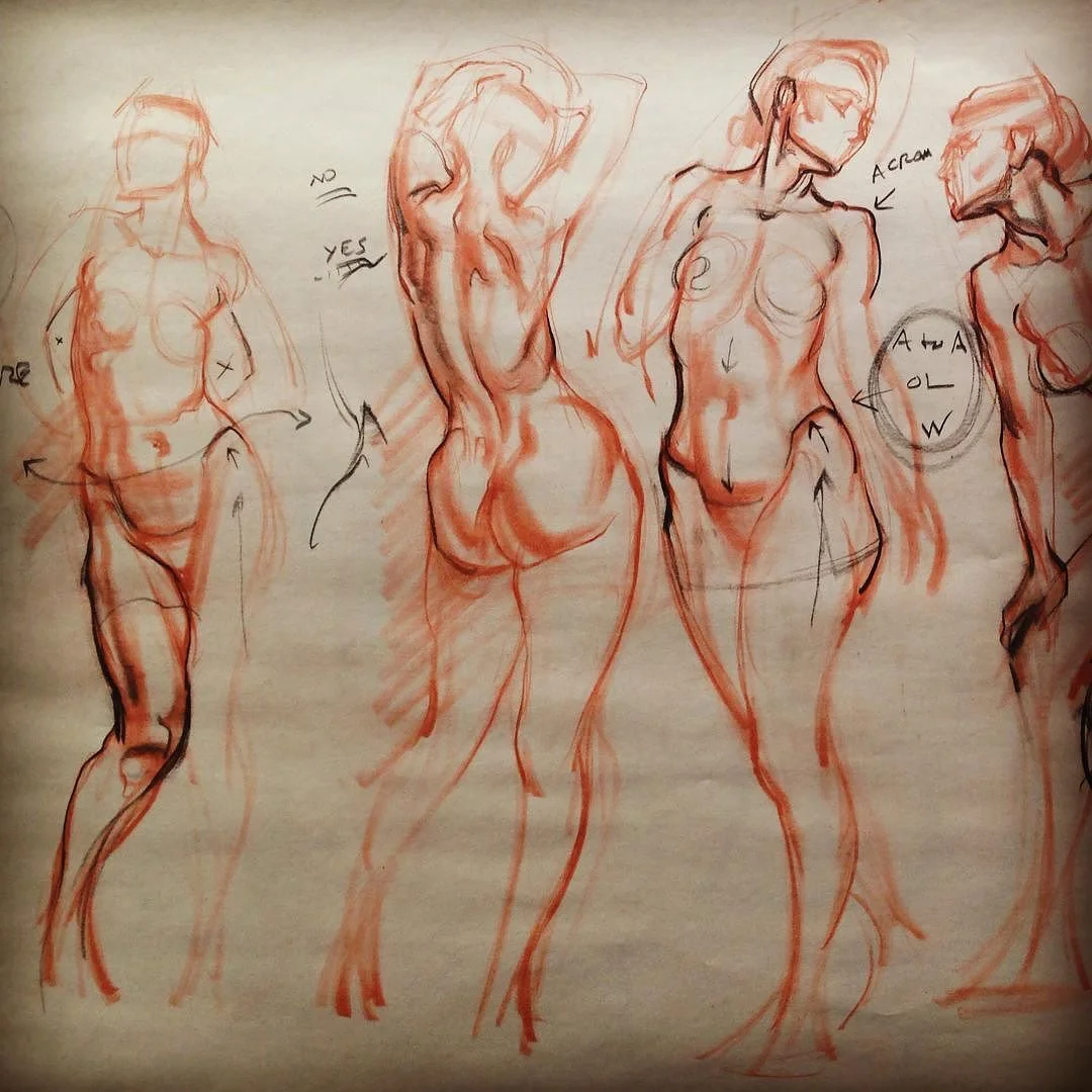 Page of 5 min quick sketch Demonstrations at Art Mentors... Figure Drawing tips n tricks for rhythm and volume. September 04, 2016 at 0453PM.jpg