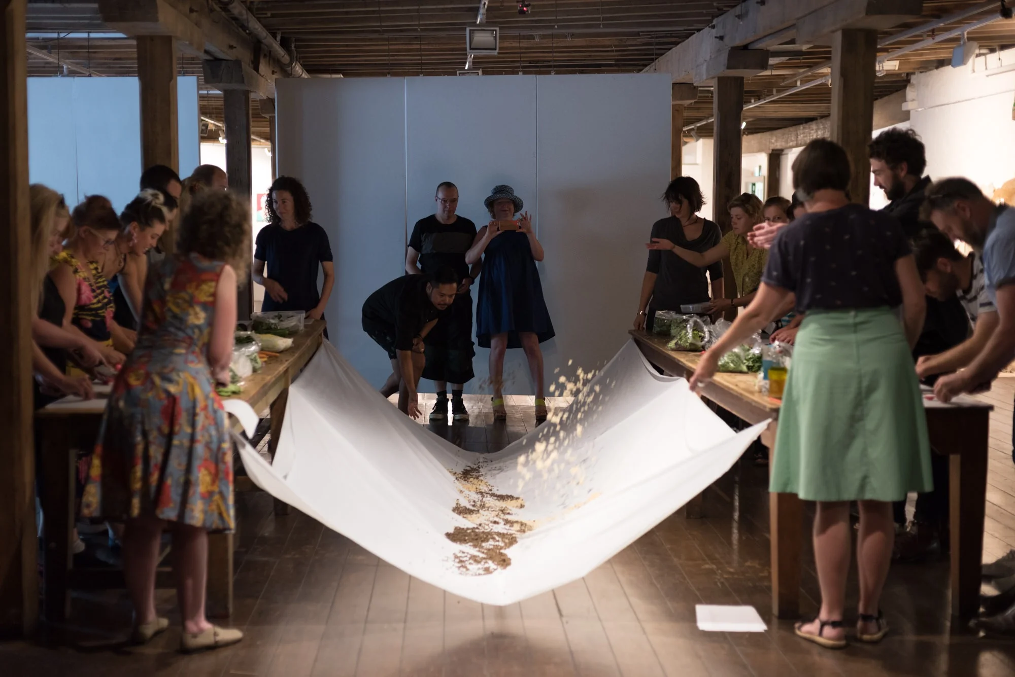 Image: 'Food for the Senses' with Provocateur Deb Pollard and Jo Cook. Arts Lab 2016, Long Gallery, Salamanca Arts Centre. Photographer: Lucy Parakhina.