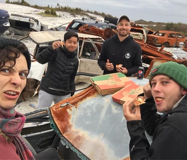 It&rsquo;s our last dinner here in Queenstown and we had to come to this special place to celebrate. #theunconformity #residency #queenstown #tasmania #cars