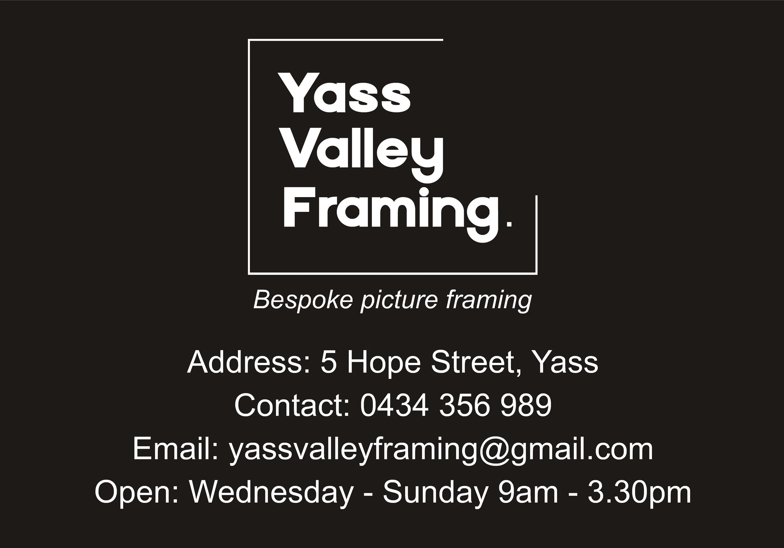 Yass Valley Framing sponsor sign.JPG