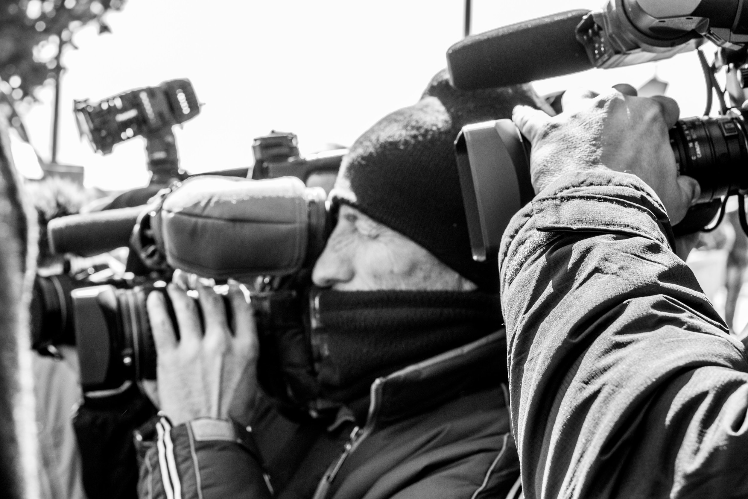 The press at Eidomeni camp.