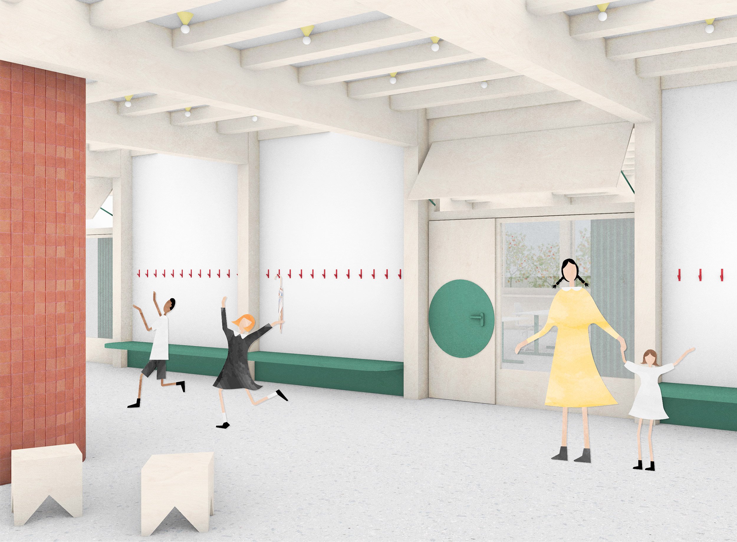 Agrandissement du cercle scolaire Grolley, 2024 Concours en procédure ouverte Architecte paysagiste: Müller Architecte Paysagiste (Le Locle) Ingénieur civil: DMA Ingénieurs SA (Fribourg)