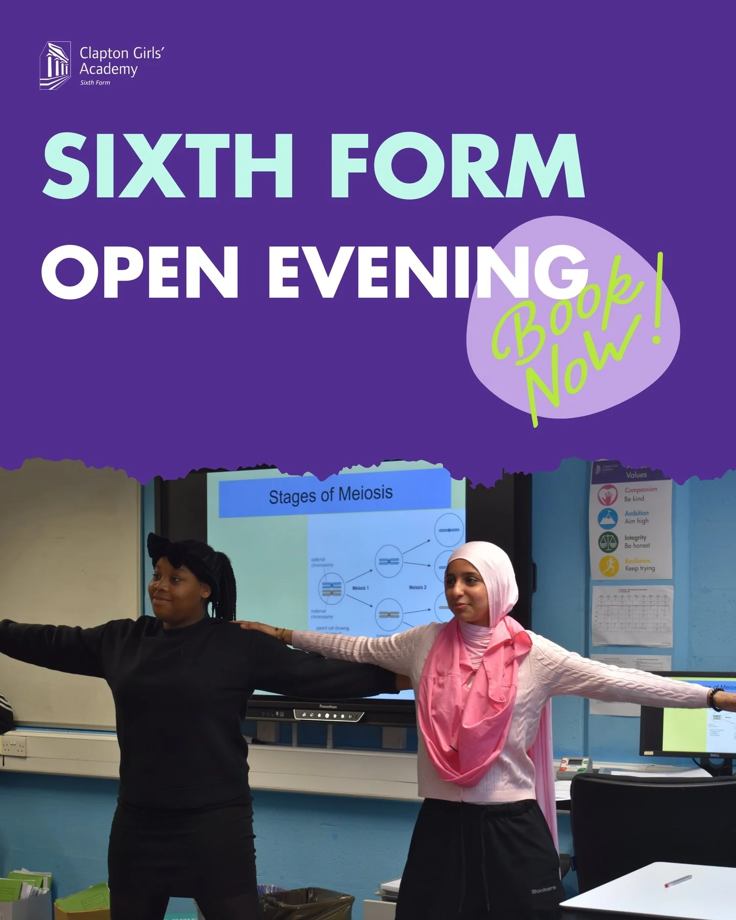 Step into life at our Sixth Form! β¨ Join us for our Open Evening on Thursday 6 November 2025 and explore the wide range of courses we have to offer.
π Click the link in our bio and then click on Events to book for Sixth Form Open Evening.