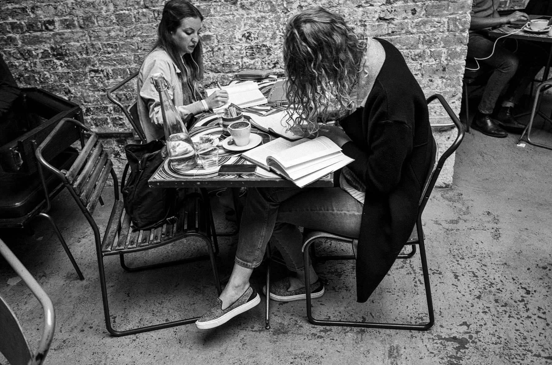 Hard at work, with capuccino