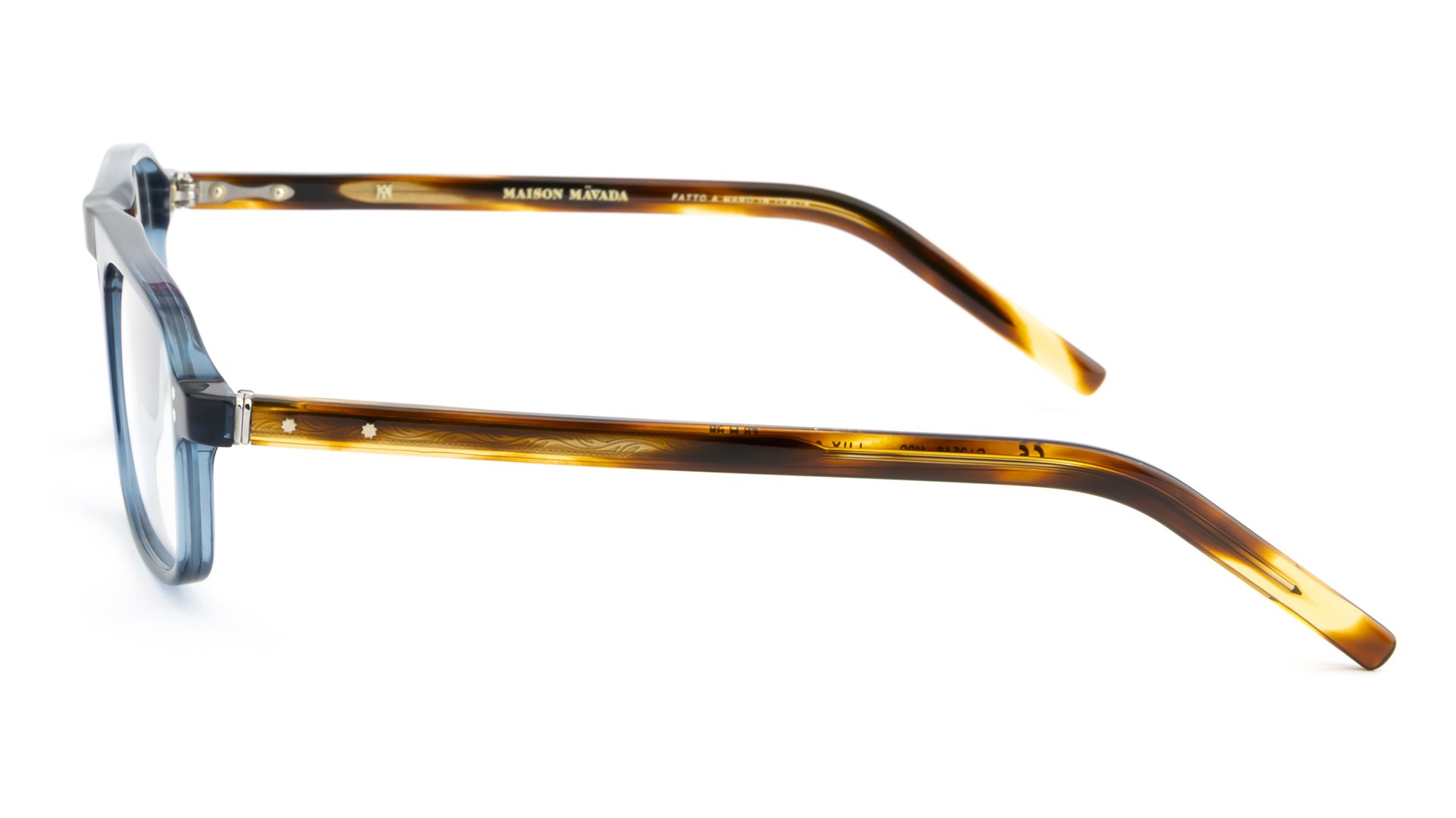   Lux 6 C.2548/1199    Frame Colour:  Blue   Lens Colour:  Transparent   Specifications:   Mazzucchelli acetate – 100% Italian and of natural origin Pins riveted to both the front piece and the temples   Size:  50-20-145 