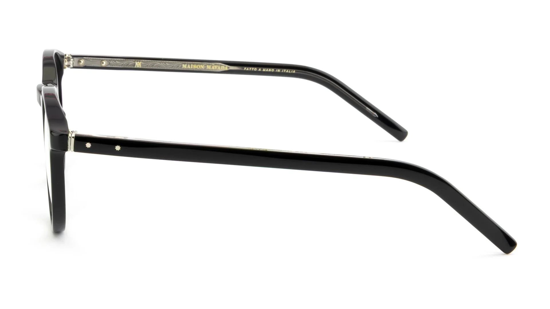   Lux 7 C.7007-BXL    Frame Colour:  Black   Lens Colour:  Transparent   Specifications:   Mazzucchelli acetate – 100% Italian and of natural origin Pins riveted to both the front piece and the temples   Size:  50-20-145 