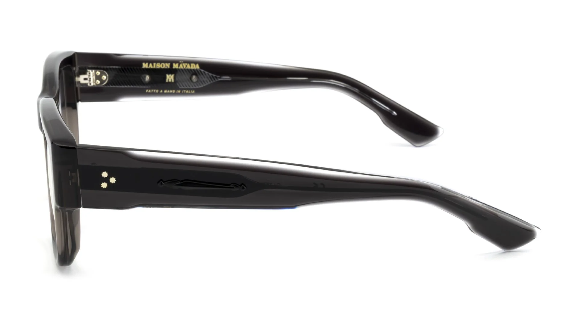   Lux 12 C.3879/13    Frame Colour:  Grey   Lens Colour:  Transparent   Specifications:   Mazzucchelli acetate – 100% Italian and of natural origin Pins riveted to both the front piece and the temples   Size:  54-19-148 