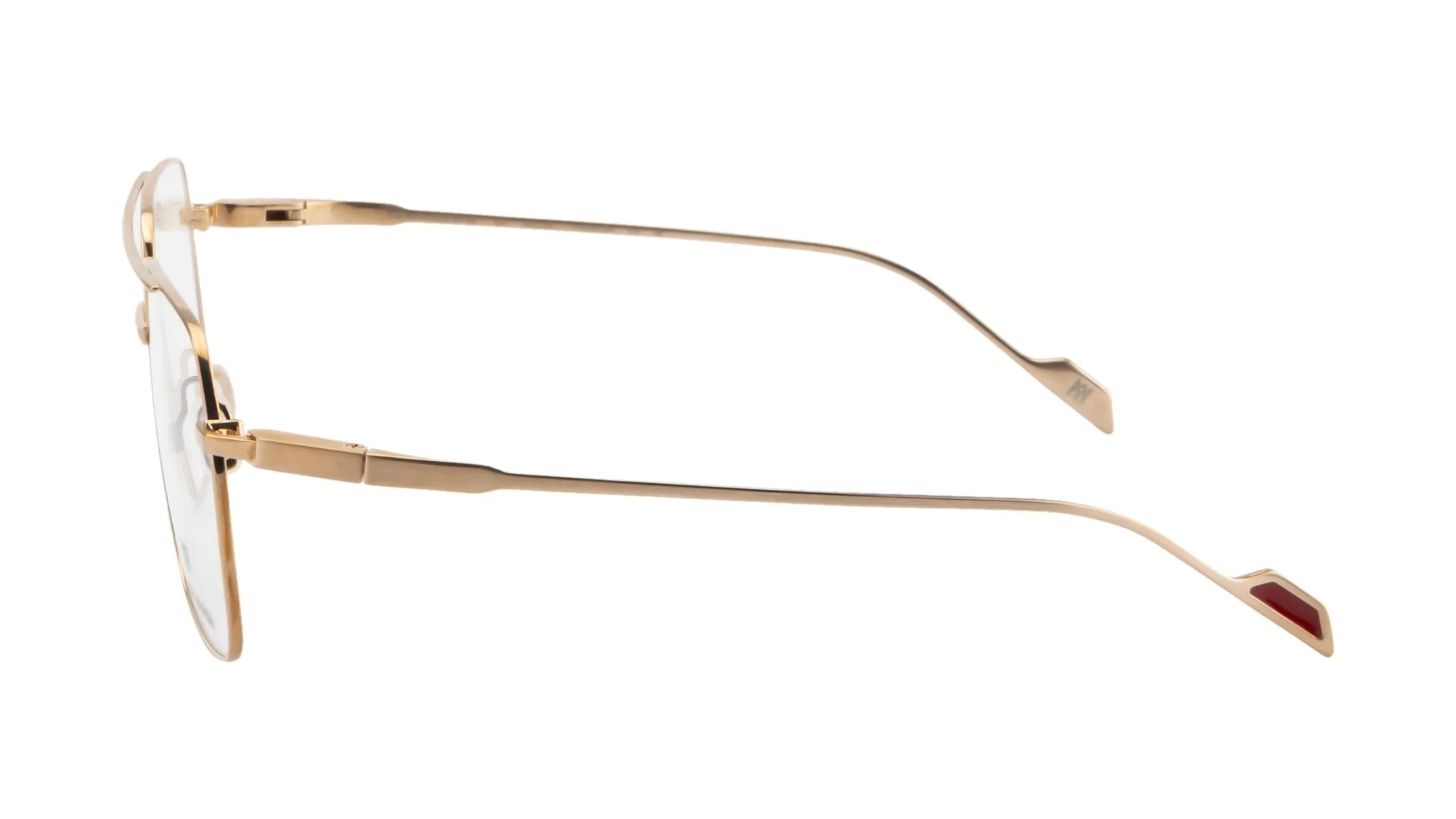   THE MINIMALIST THREE C3    Frame Colour:  18Kt Rose Gold   Lens Colour:  Transparent   Specifications:   100% Beta Titanium Frame with Gold Accents Epoxy Inlay on Temple Tip Silicon Nose Pads   Size:  57-14 