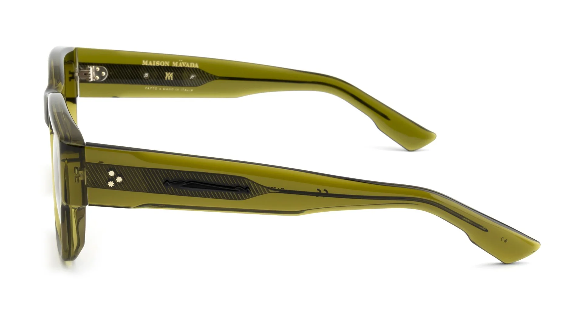   LUX 12 C.3390/15    Frame Colour:  Khaki   Lens Colour:  Brown   Specifications:   Mazzucchelli acetate – 100% Italian and of natural origin Pins riveted to both the front piece and the temples 100% UV Protection   Size:  54-19-148 