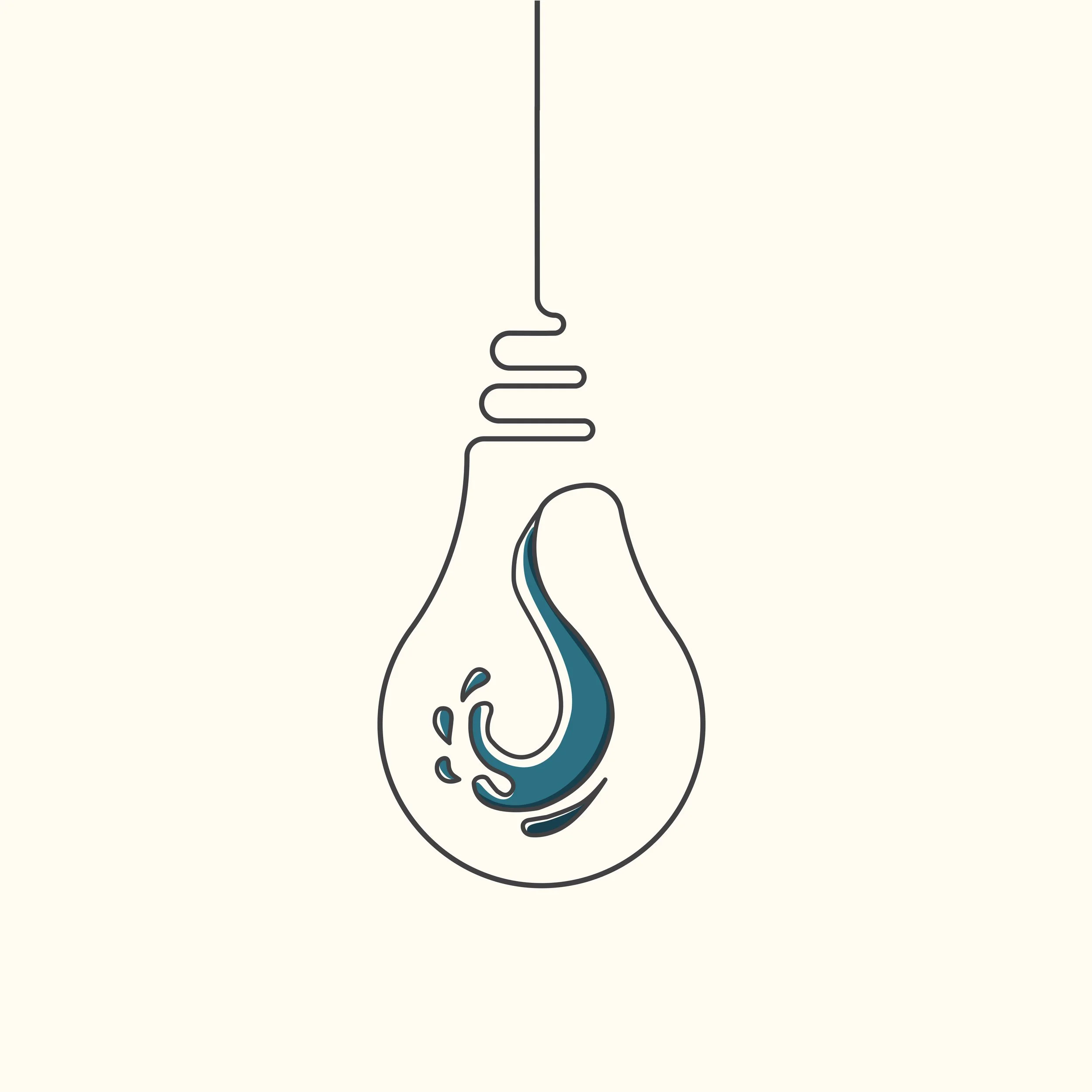 illustration design of ocean lightbulb