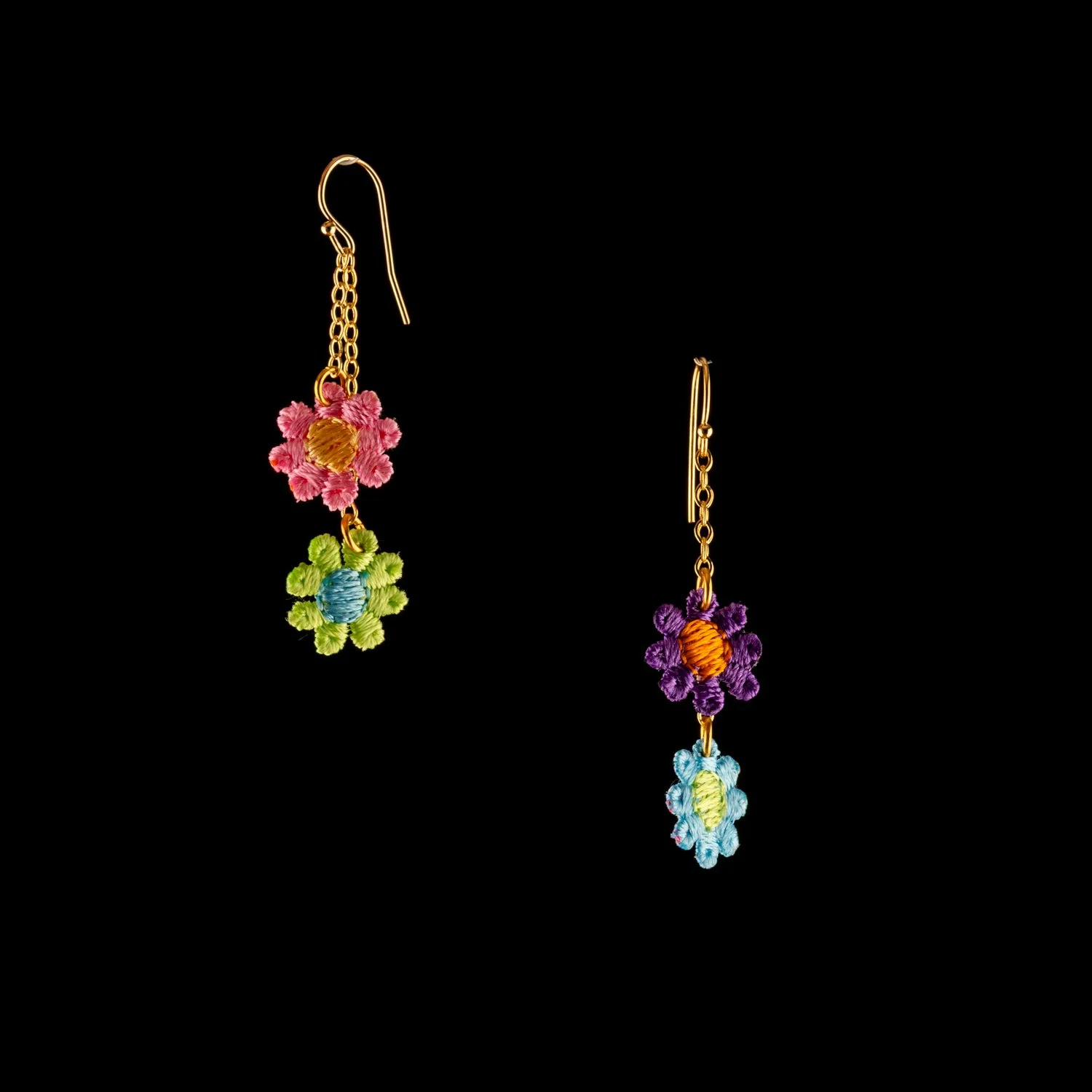 Multicolored flower earrings by Paz Sintes