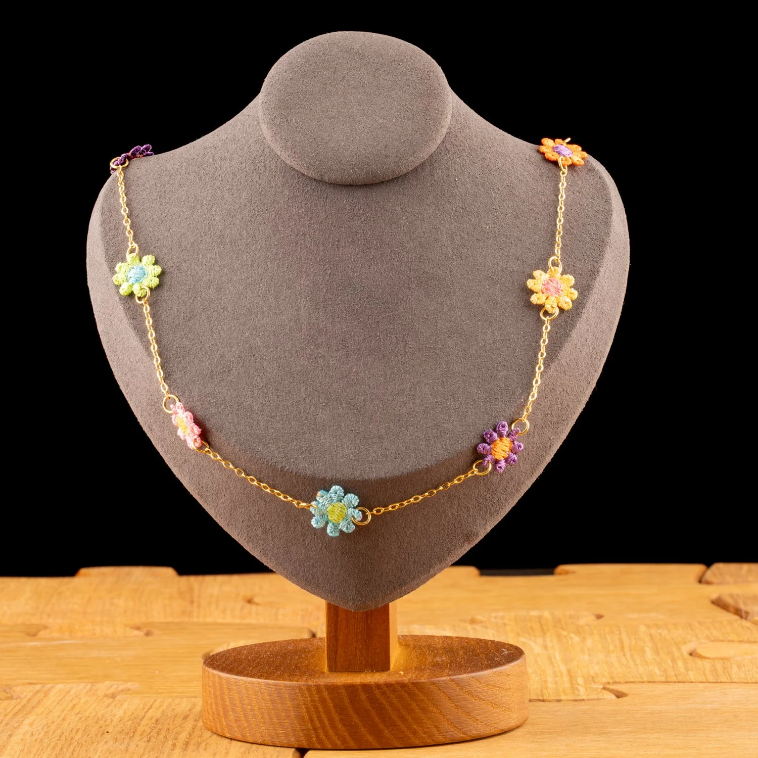 Multicolored Tiny Flowers Necklace by Paz Sintes