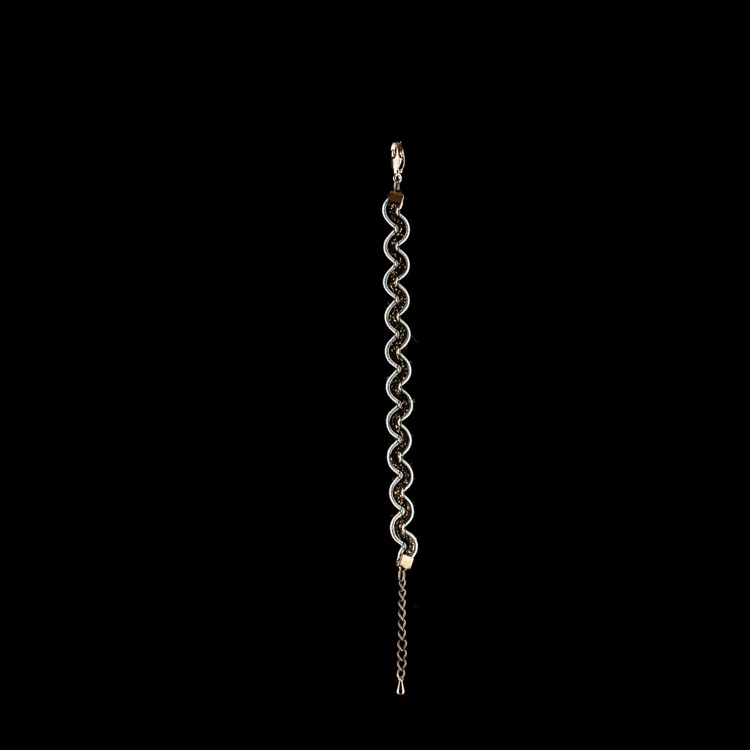 French Teal and Shimmering Black Wavy Bracelet by Paz Sintes