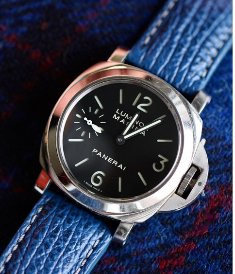 BLUE SHARK STRAP + GREY STITCHING FOR PANERAI PAM111