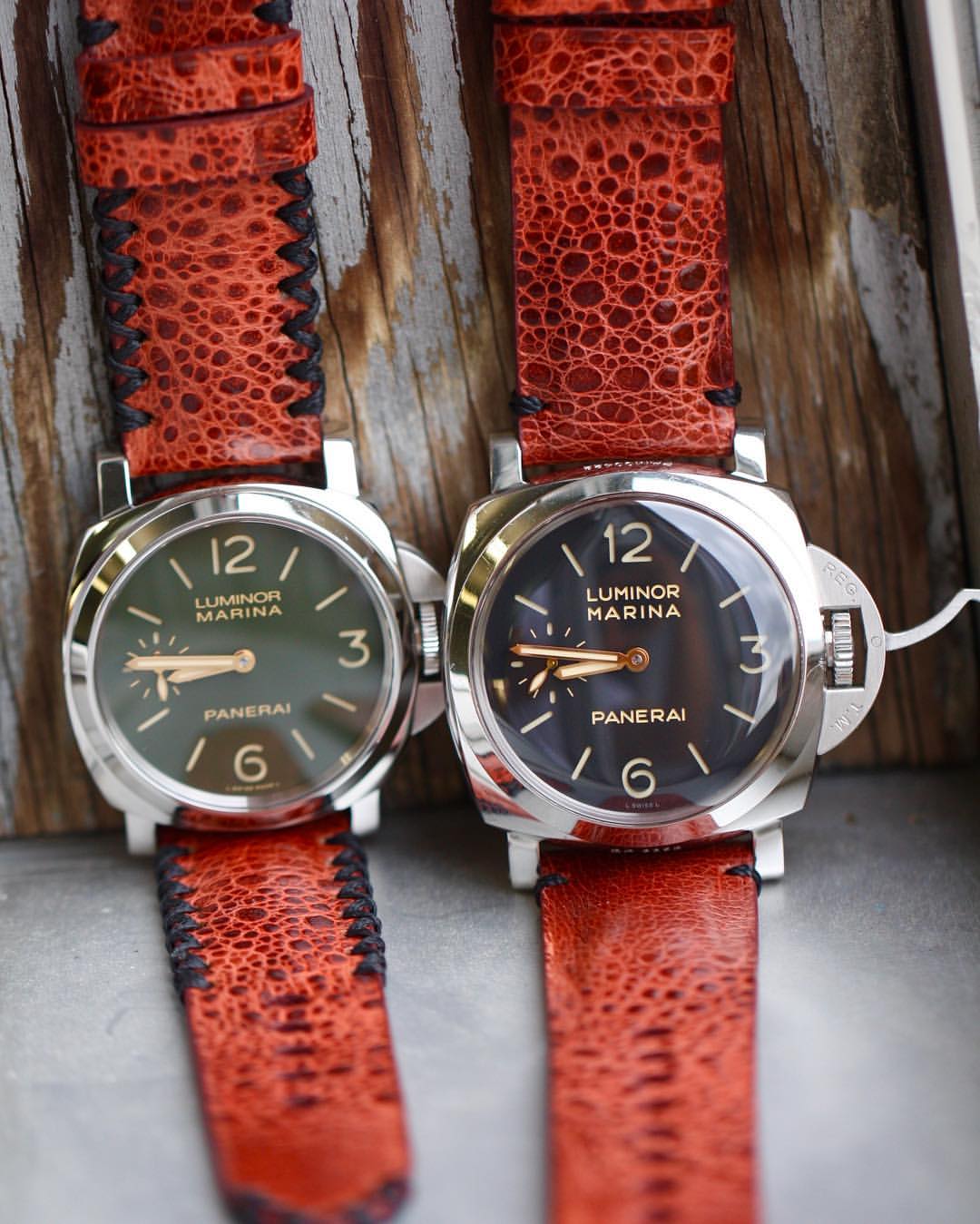 Rust Toad Straps with Black Minimal or Tribal Stitching for Panerai PAM422 PAM911