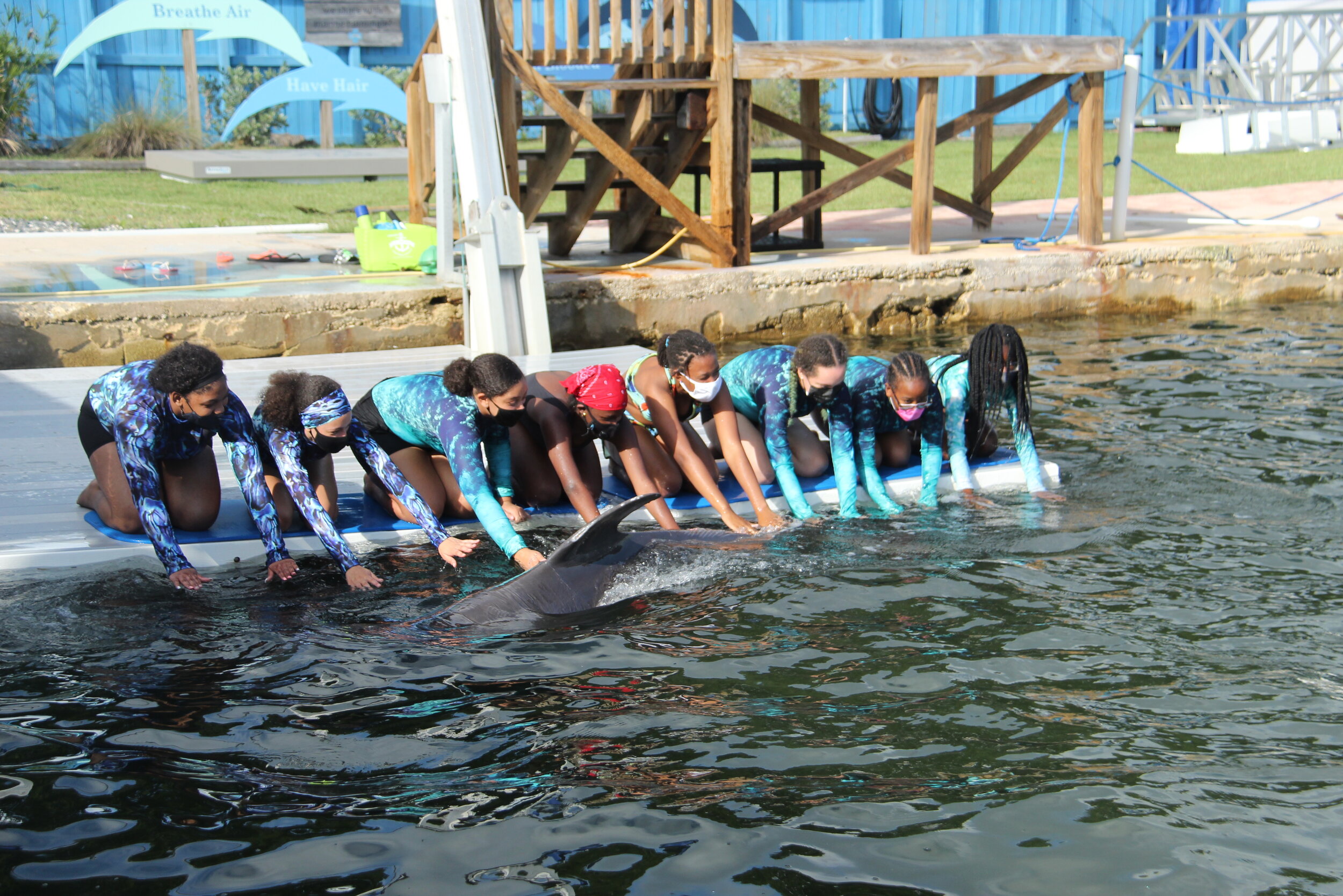 Group Picture of BGD Scholars at Dolphin Plus Marine Mammal Responders