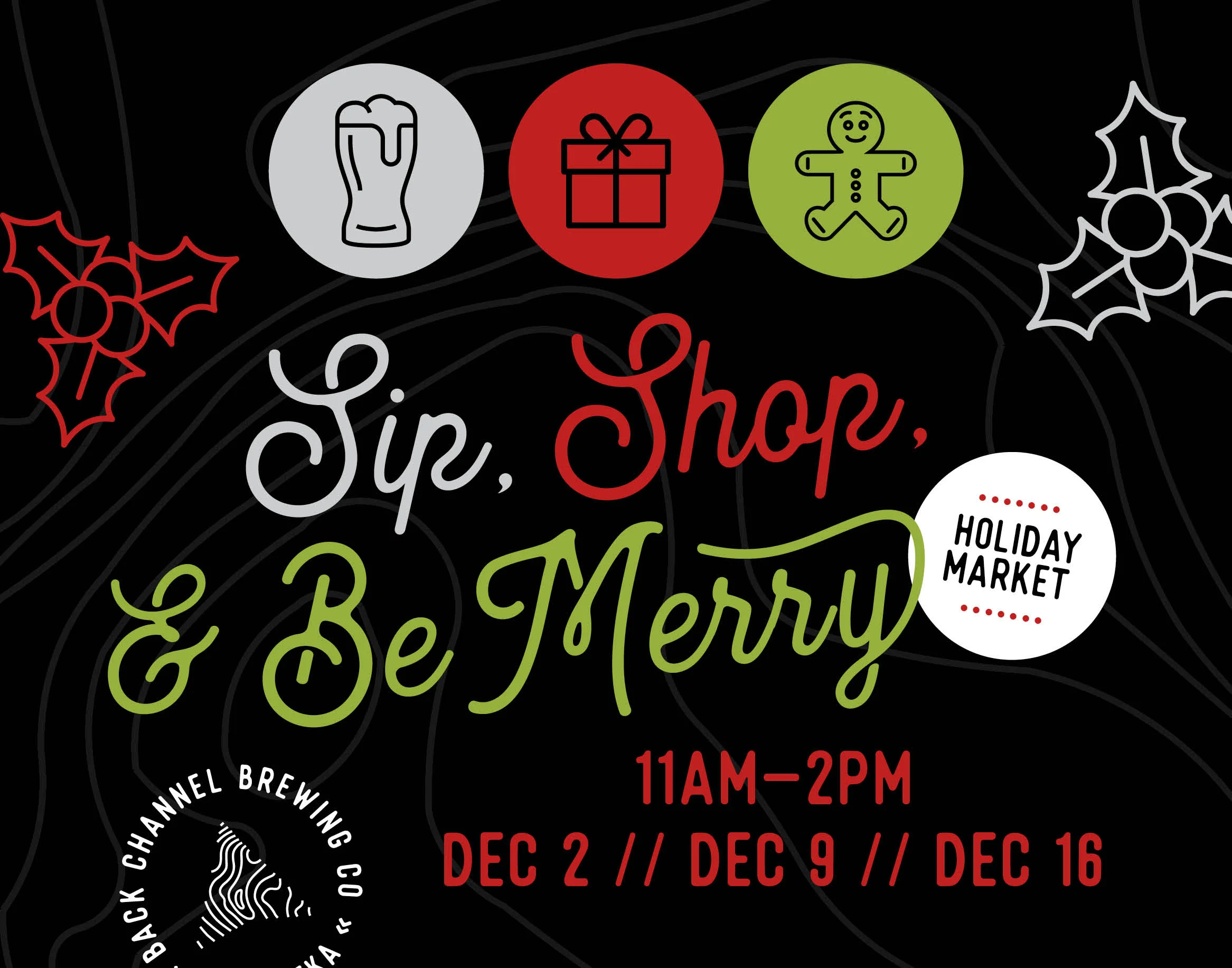 Sip, Shop, &amp; Be Merry Social Graphic