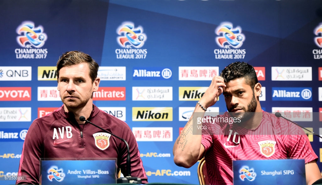 Former Zenit St. Petersburg manager, Andre Villas Boas, and striker, Hulk in the colours of Shanghai SIPG.