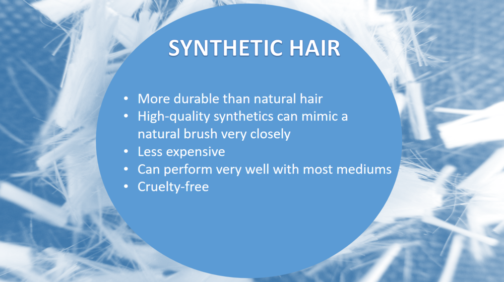  The fibers used for synthetics now are usually man-made fibers such as,   nylon  polyester  PBT resin  (known to be the best synthetic fiber for brushes)  it’s amazing how closely we're able to mimic natural hair brush now with the technology that w