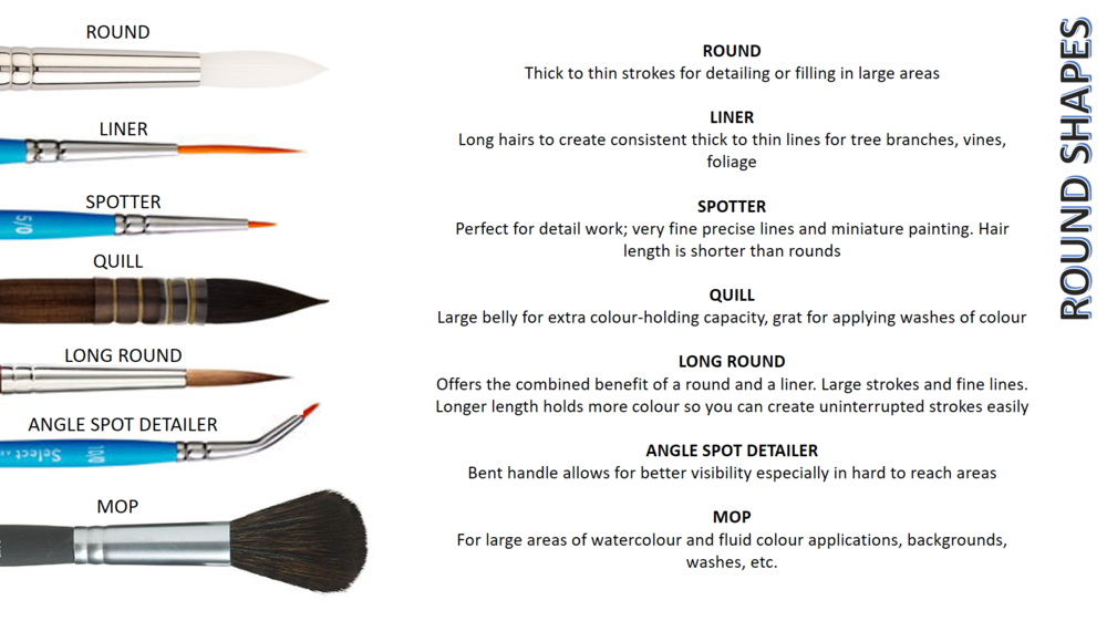  With a round brush you can make a narrow stroke or a thick stroke based on the amount of pressure you apply. 