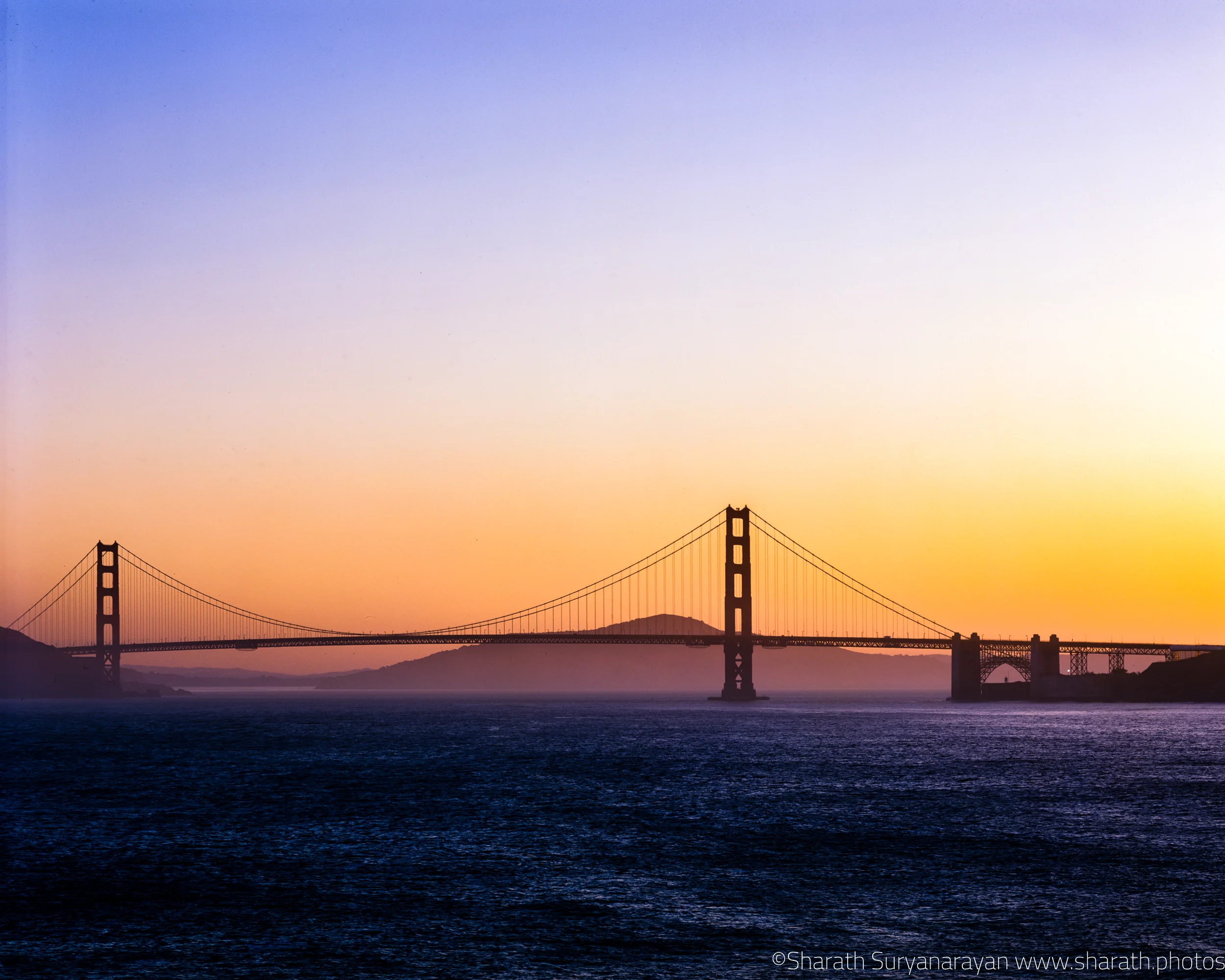 Early morning view of Golden Gate Bridge from the Lands end Labyrinth
