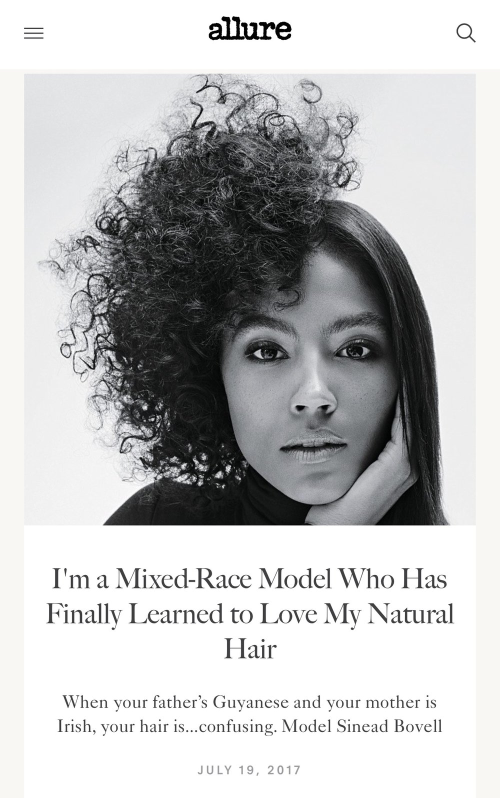 I'm A Mixed Race Model Who Has Finally Learned To Love My Natural Hair —  Sinead bovell