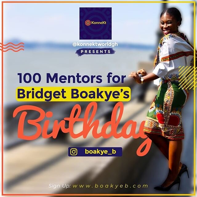 Hey friends 👋🏿 ! Happy Sunday. I&rsquo;m excited to share that my birthday is in two weeks and as part of the celebrations, I am mobilizing 100 people in my network to mentor young Ghanaians through the nonprofit, @konnektworldgh ! Moving from Ghan