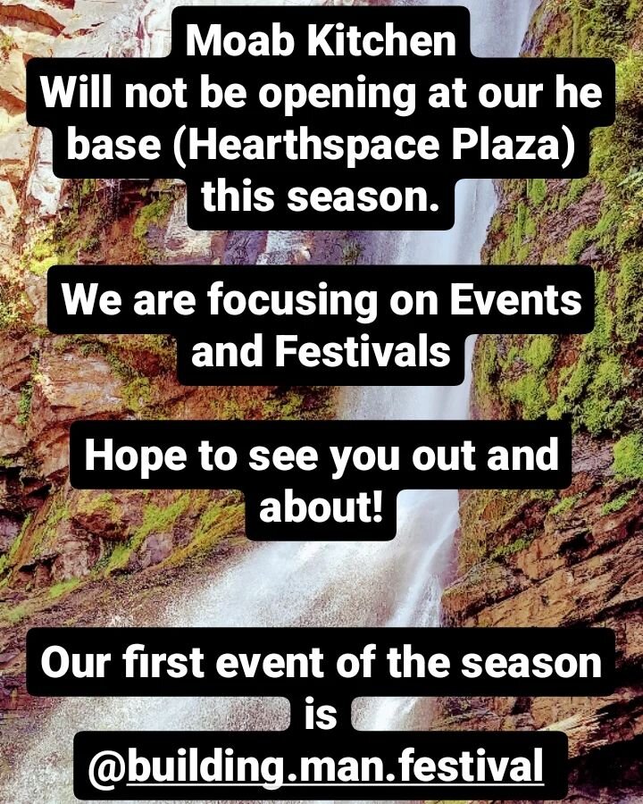Sorry friends, the kitchen isn't open this season at home base. However, we will be out at festivals and events and offer catering.
Shoot us an email
moabkitchen@gmail.com
