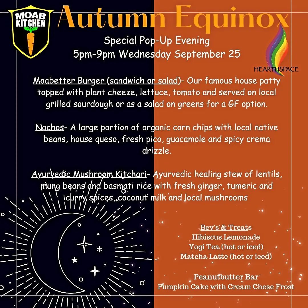 Come on by the Hearthspace (Helipad 239 West Center Street) for an equinox pop-up. Wednesday September 25  from 5-9. It's also our Ecstatic Dance evening starting at 7pm with a special equinox set.