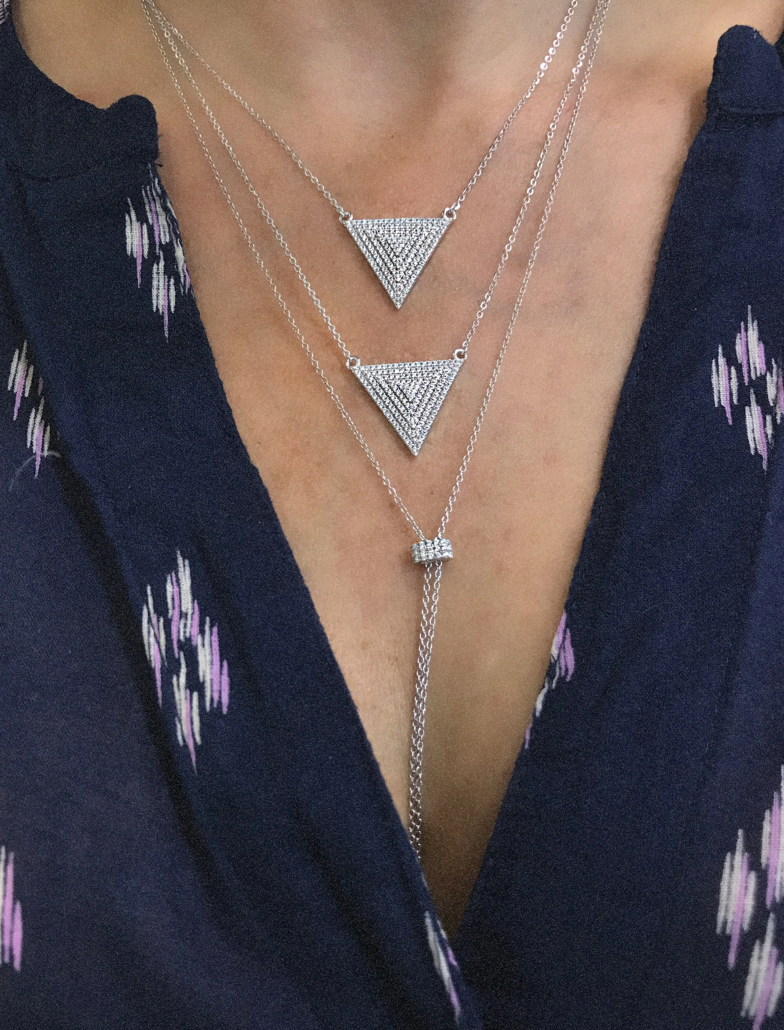 CZ Double Triangle Necklace