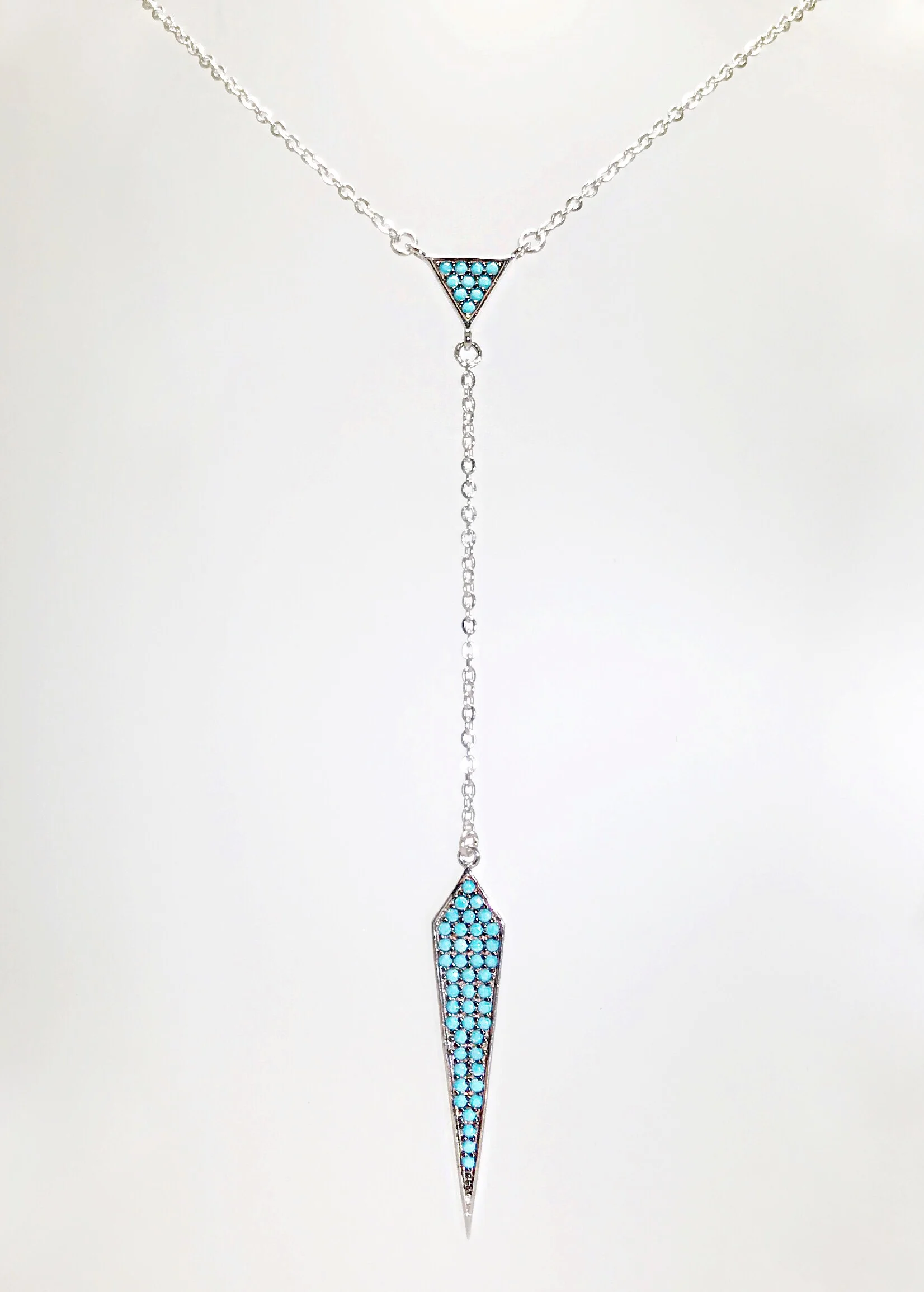 CZ Triangle Lariat Necklace