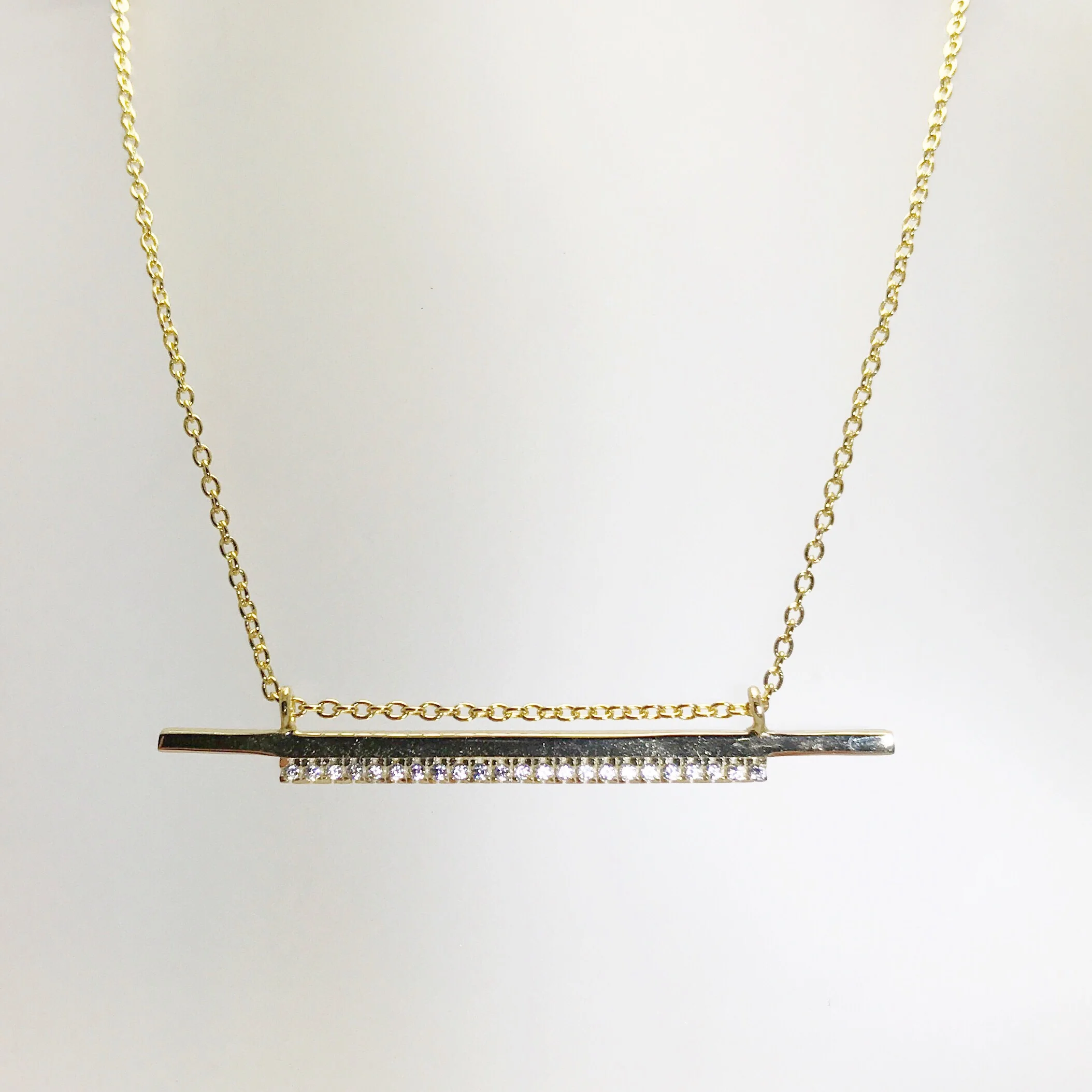 CZ Double Bar Necklace
