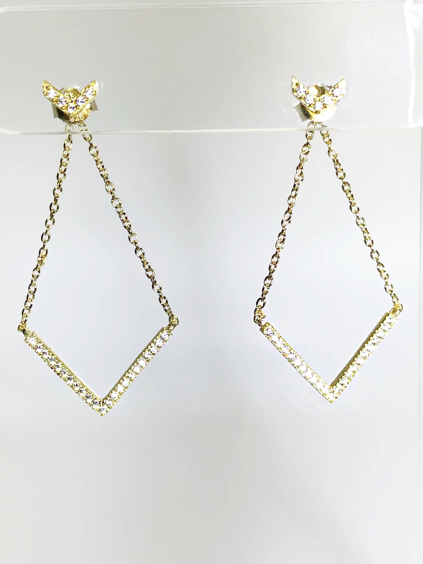 CZ Double Arrow Drop Earring