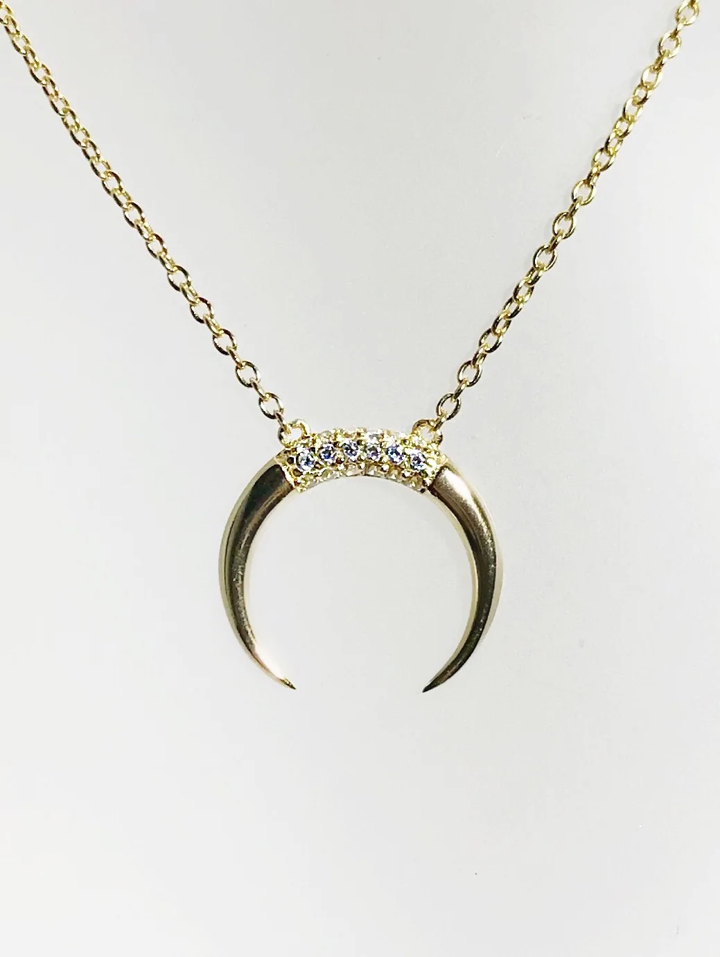 CZ Crescent Necklace 