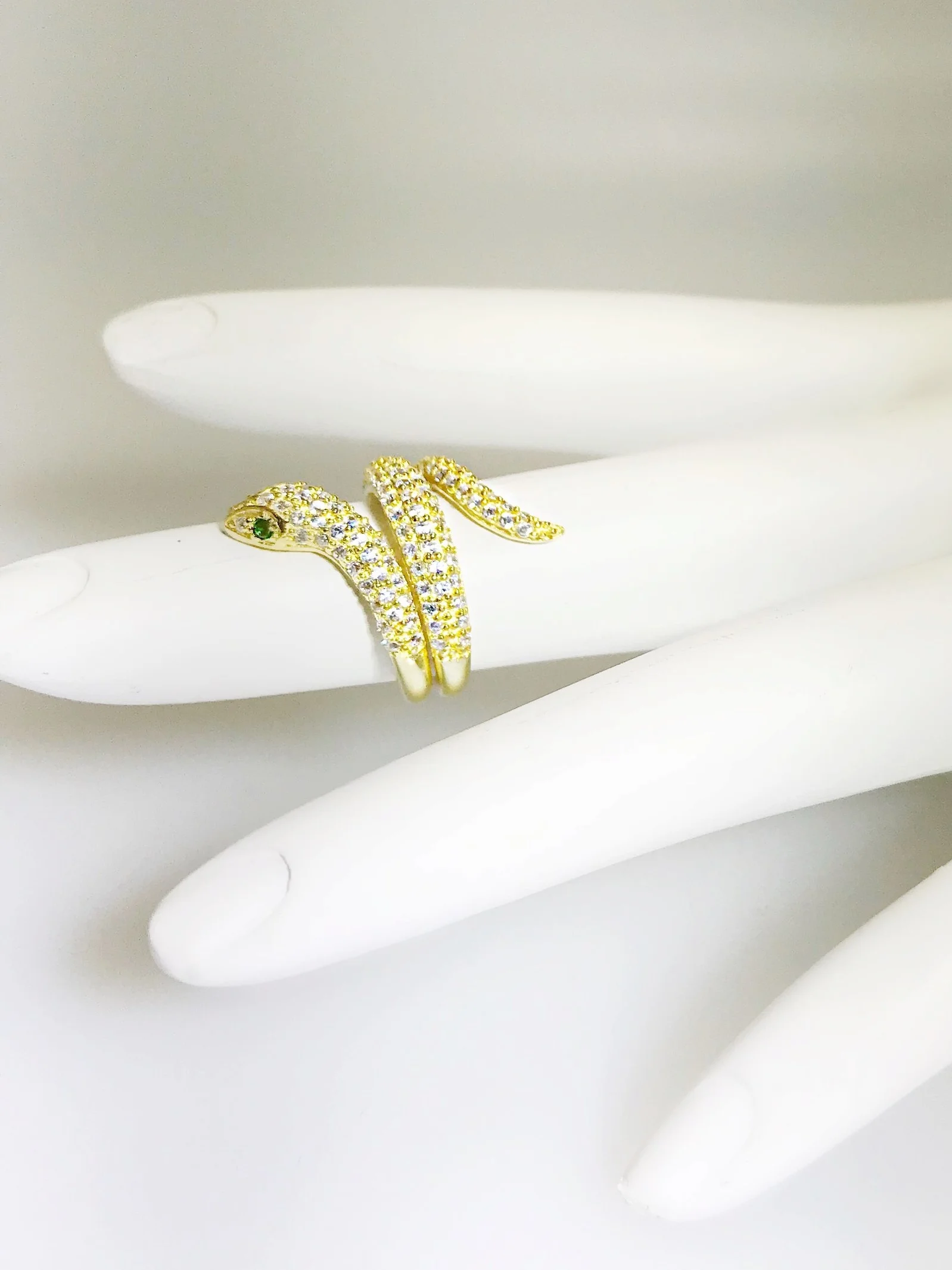 CZ Snake Mid-Finger Ring