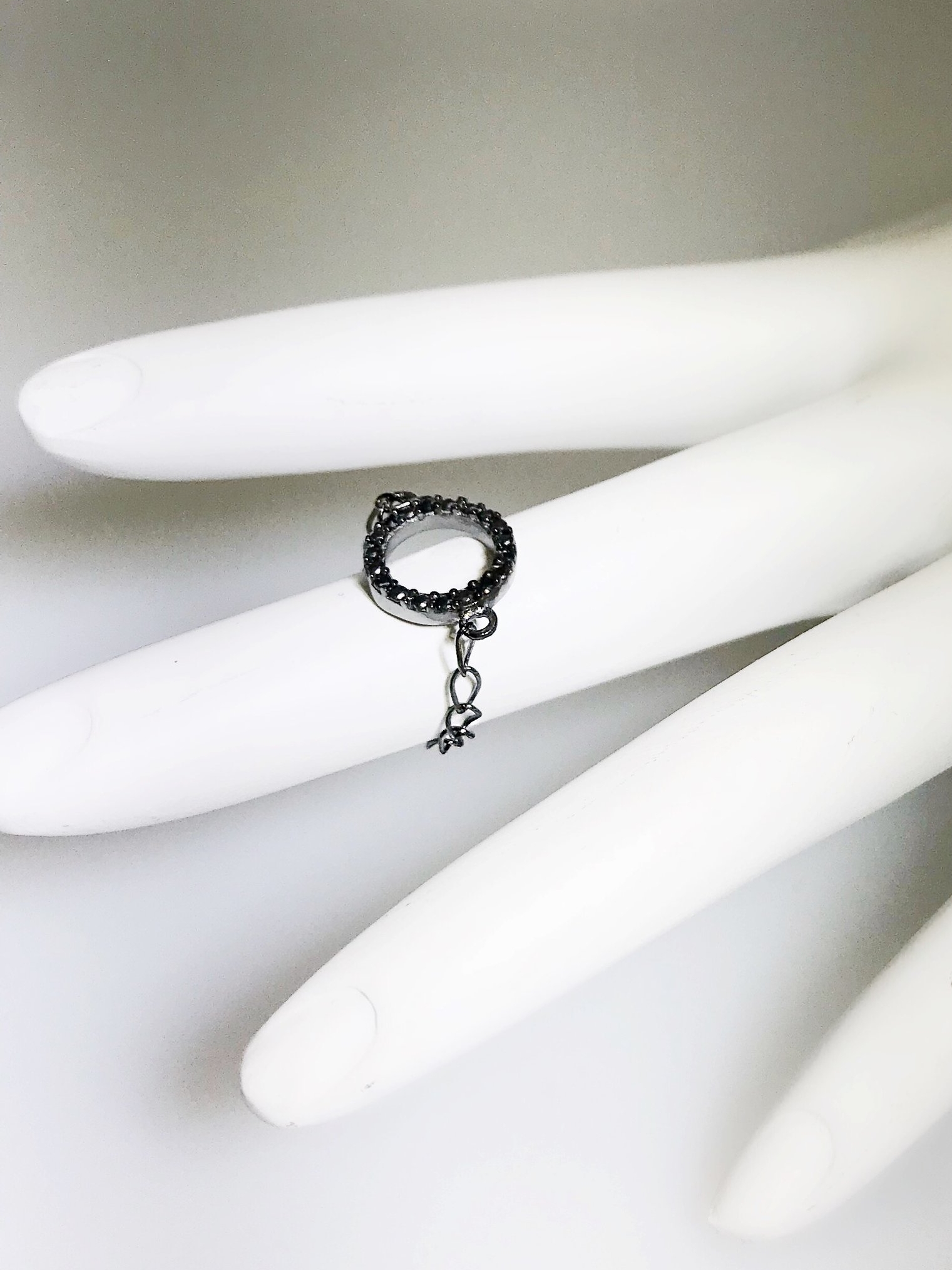 CZ Circle Chain Mid-Finger Ring