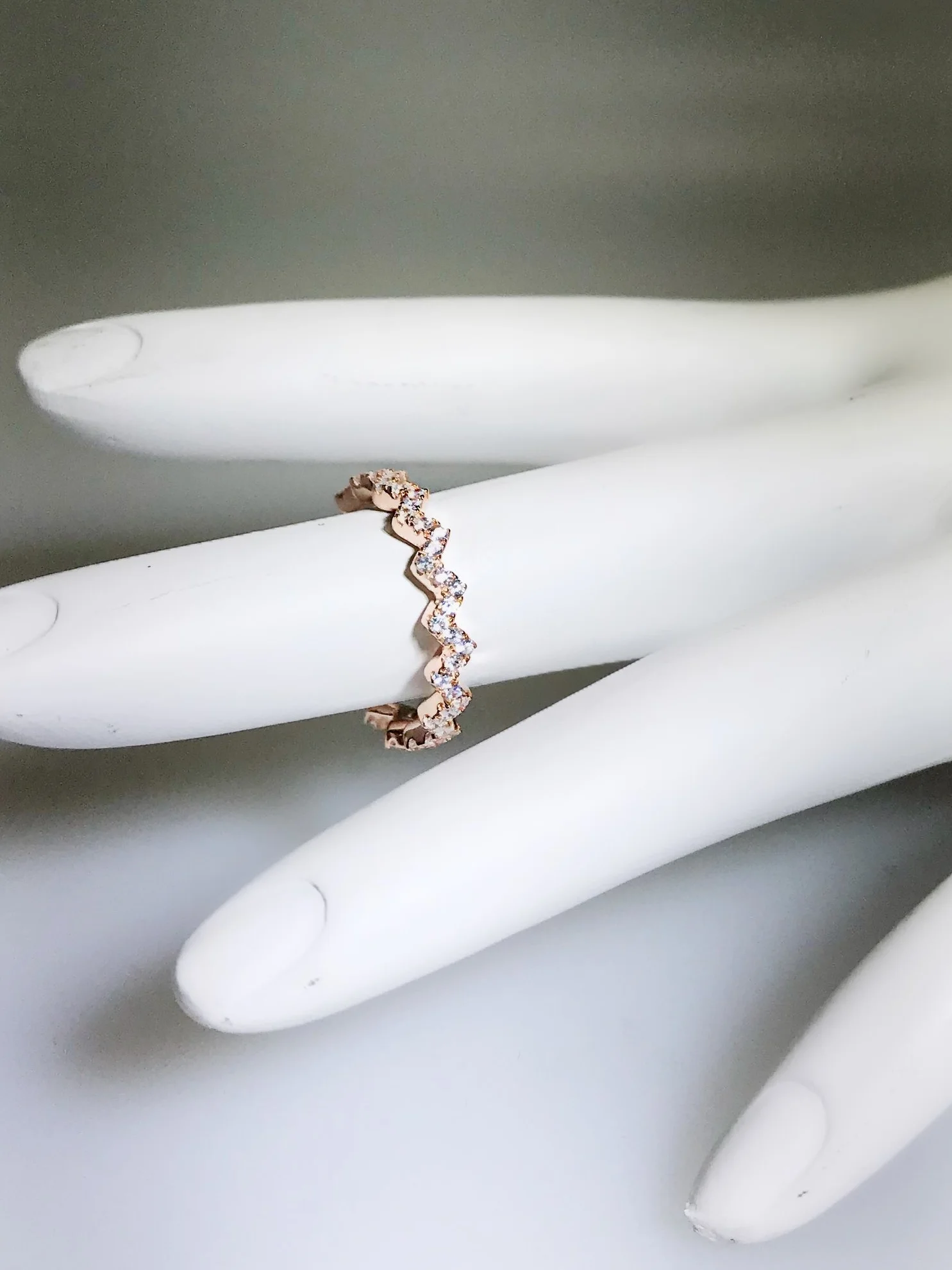 CZ Zig-Zag Mid-Finger Ring