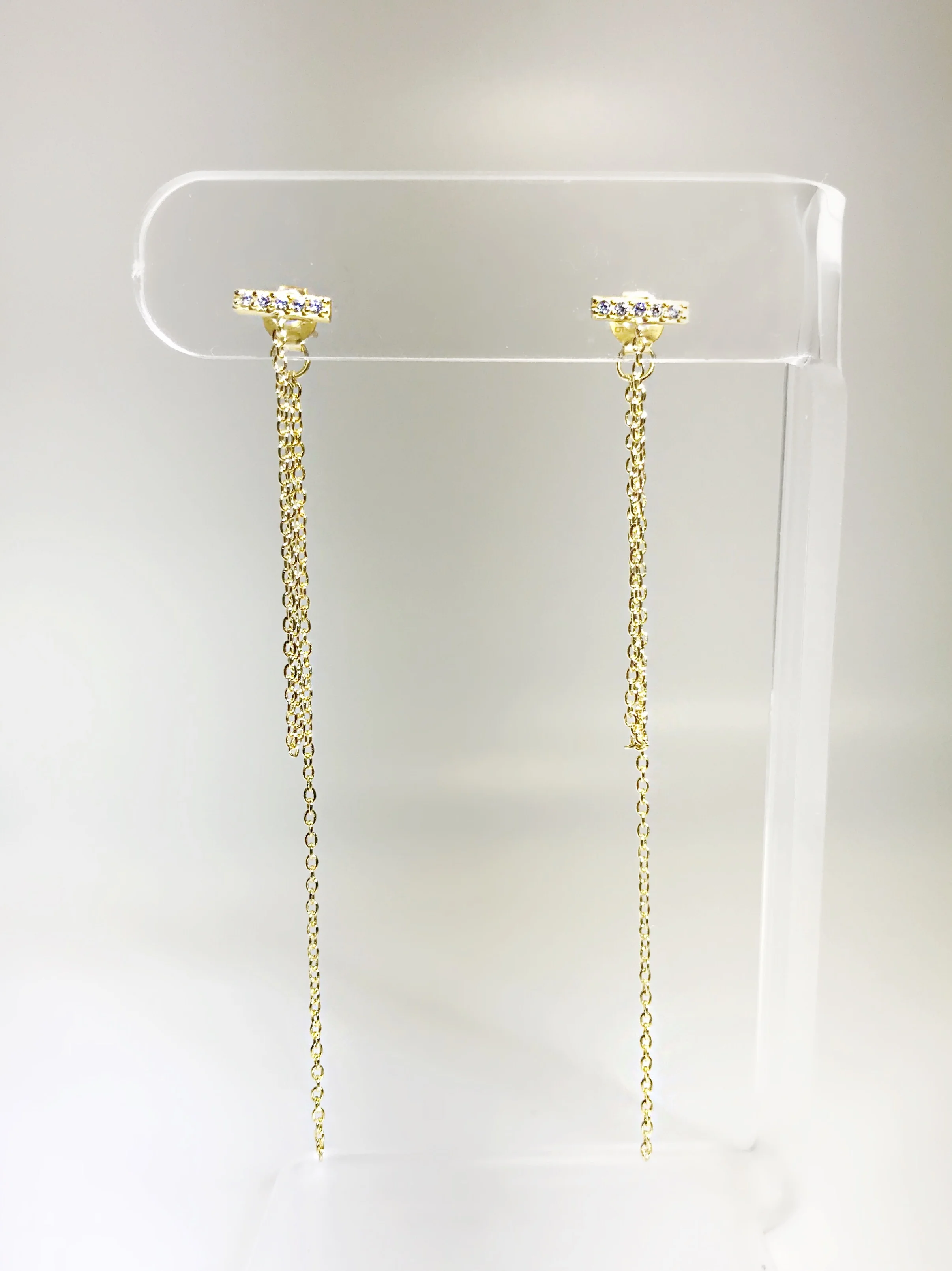 CZ Chain & Drop Earring