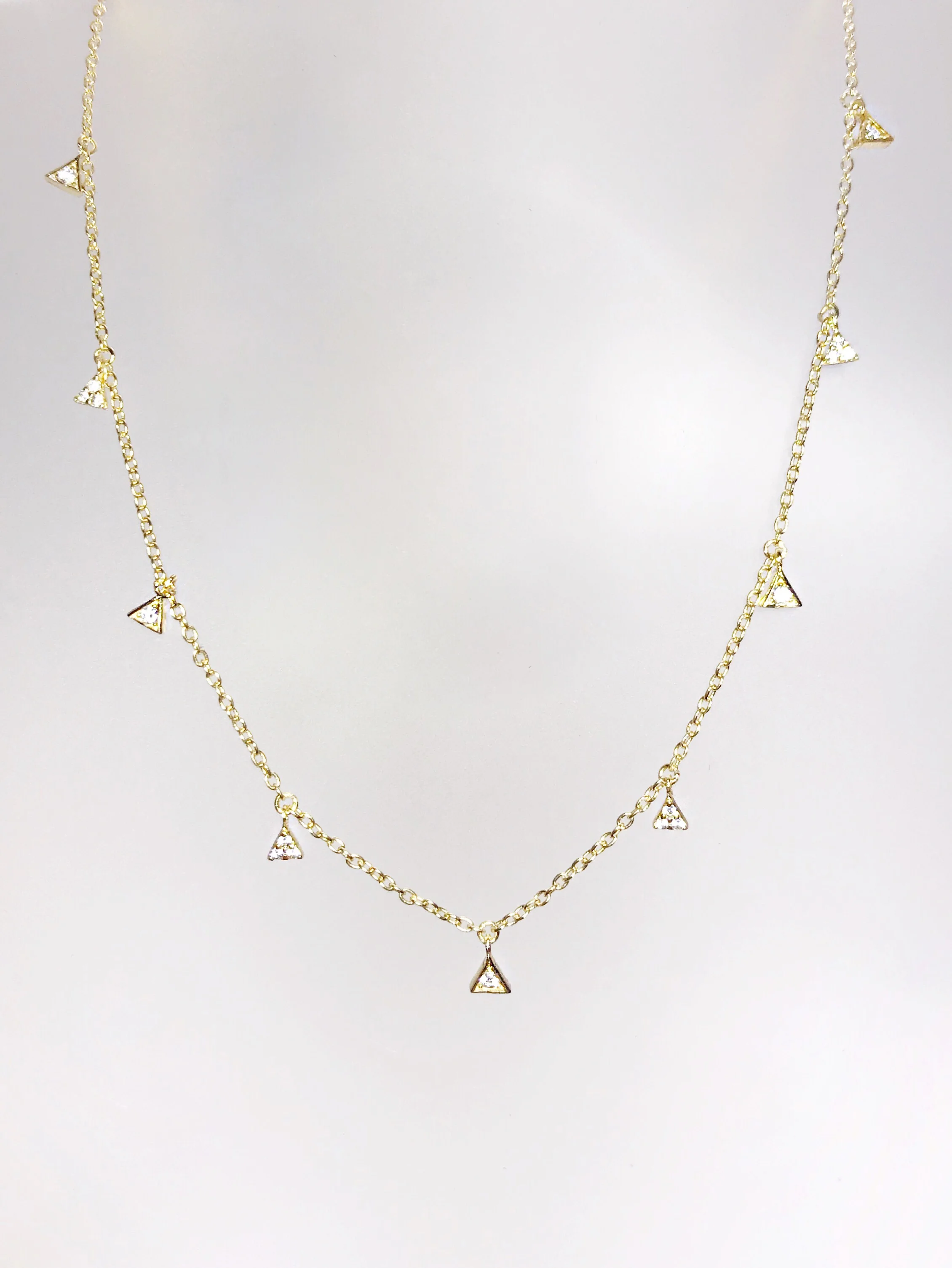 CZ Alternating Triangle Adjustable Necklace - Choker