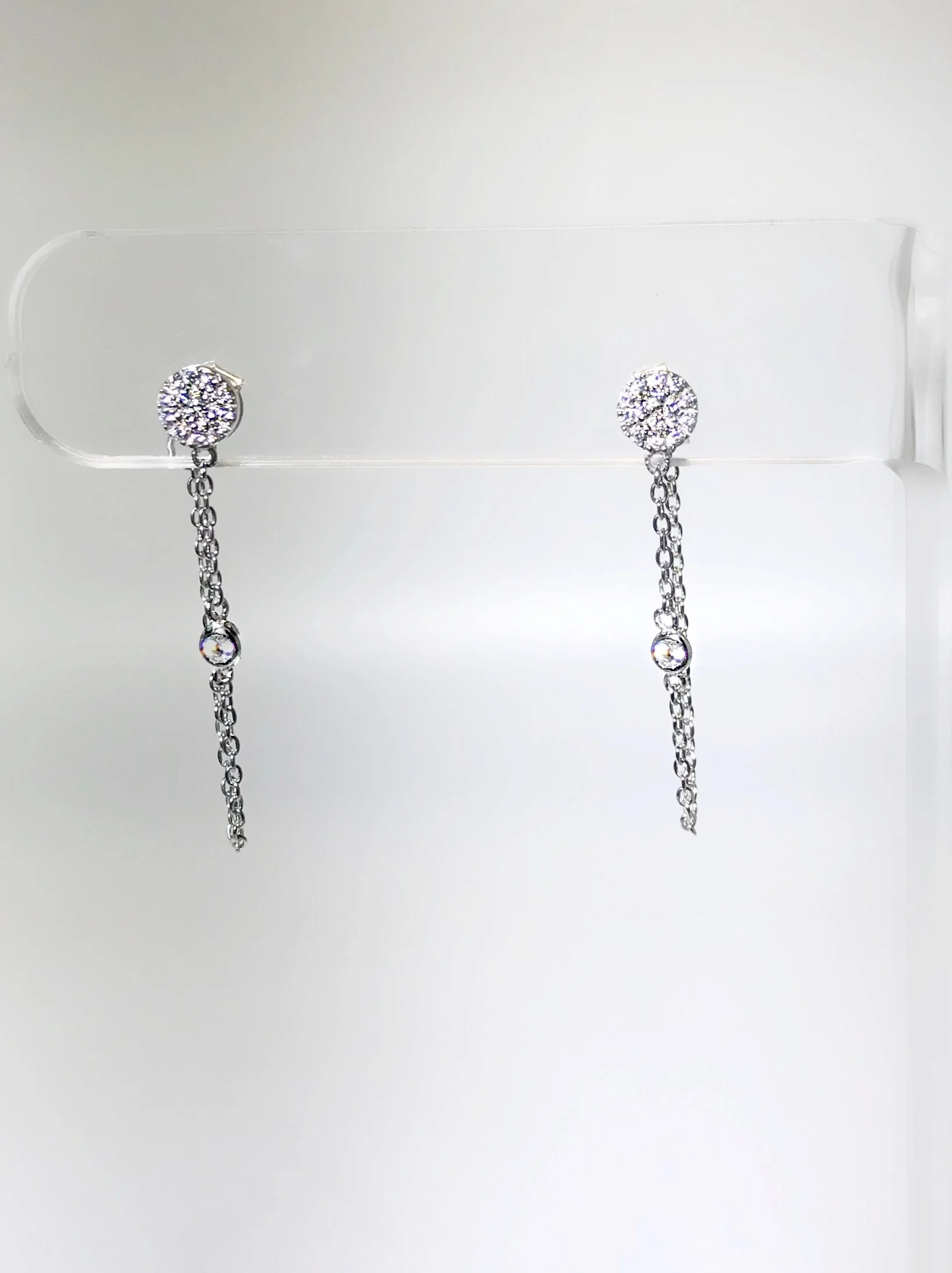 CZ Circle Chain Earring 