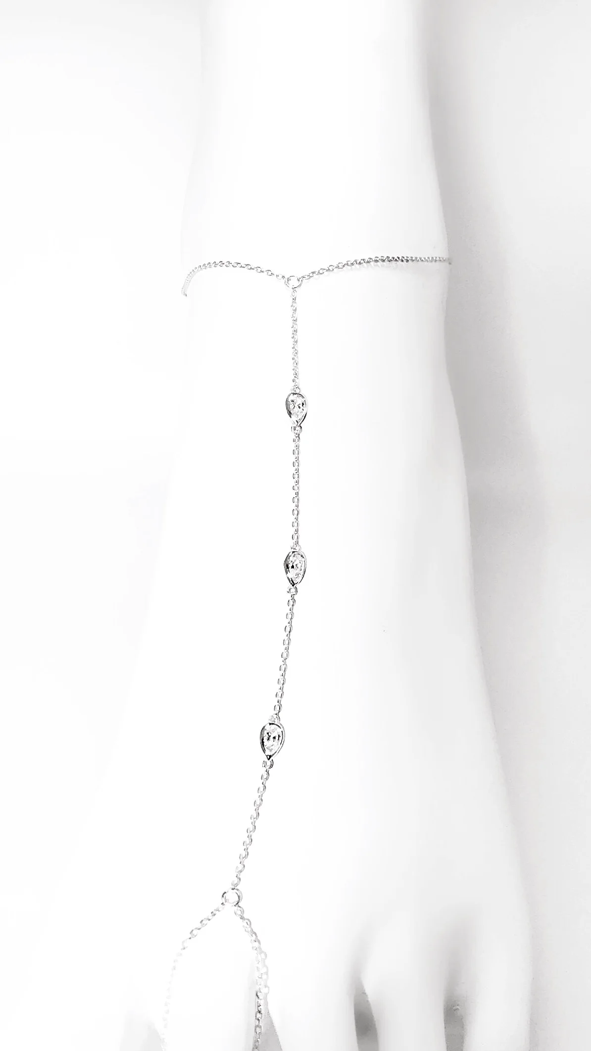 CZ Tear Drop Foot Chain
