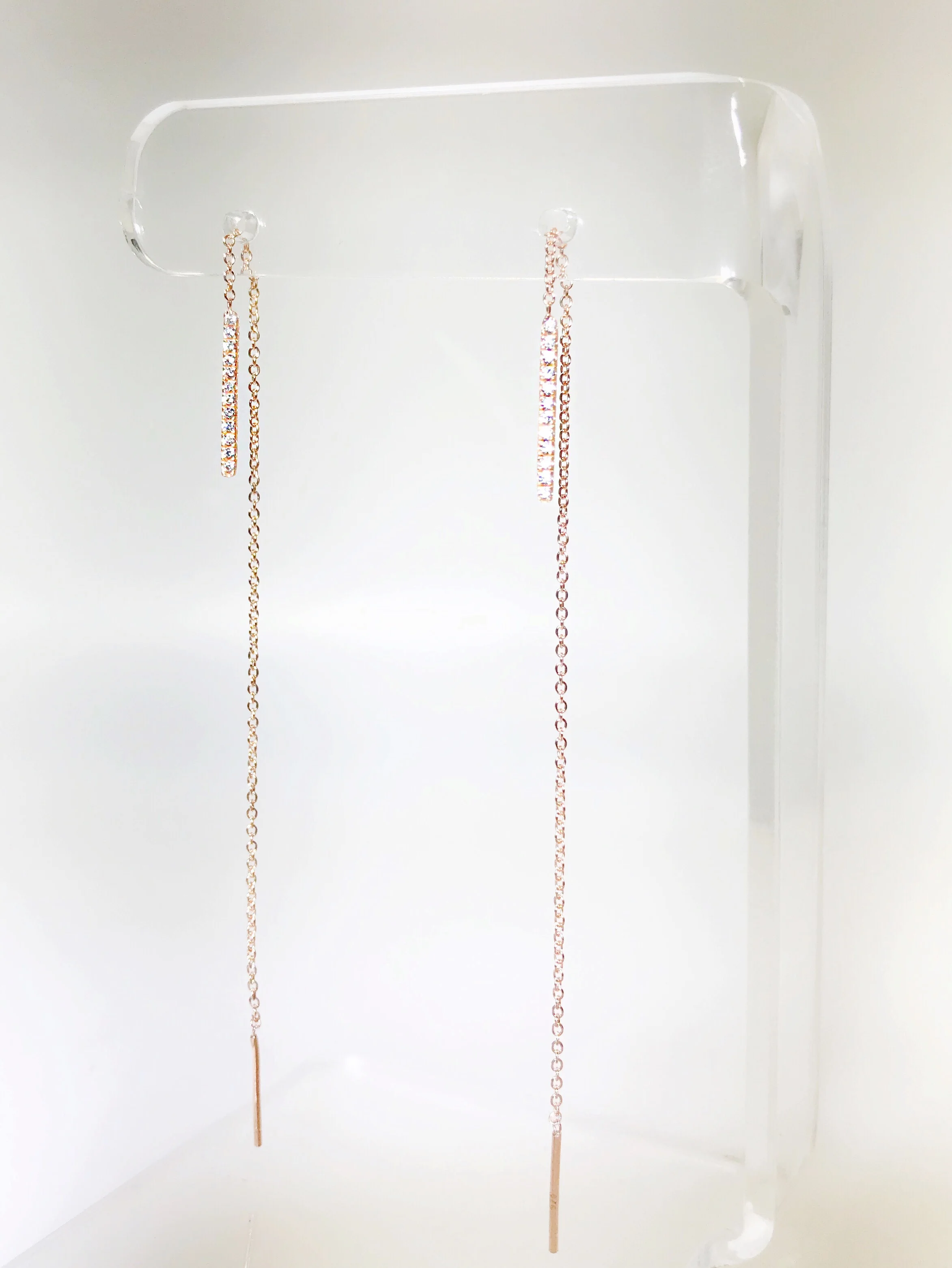 CZ Bar Threader Earring