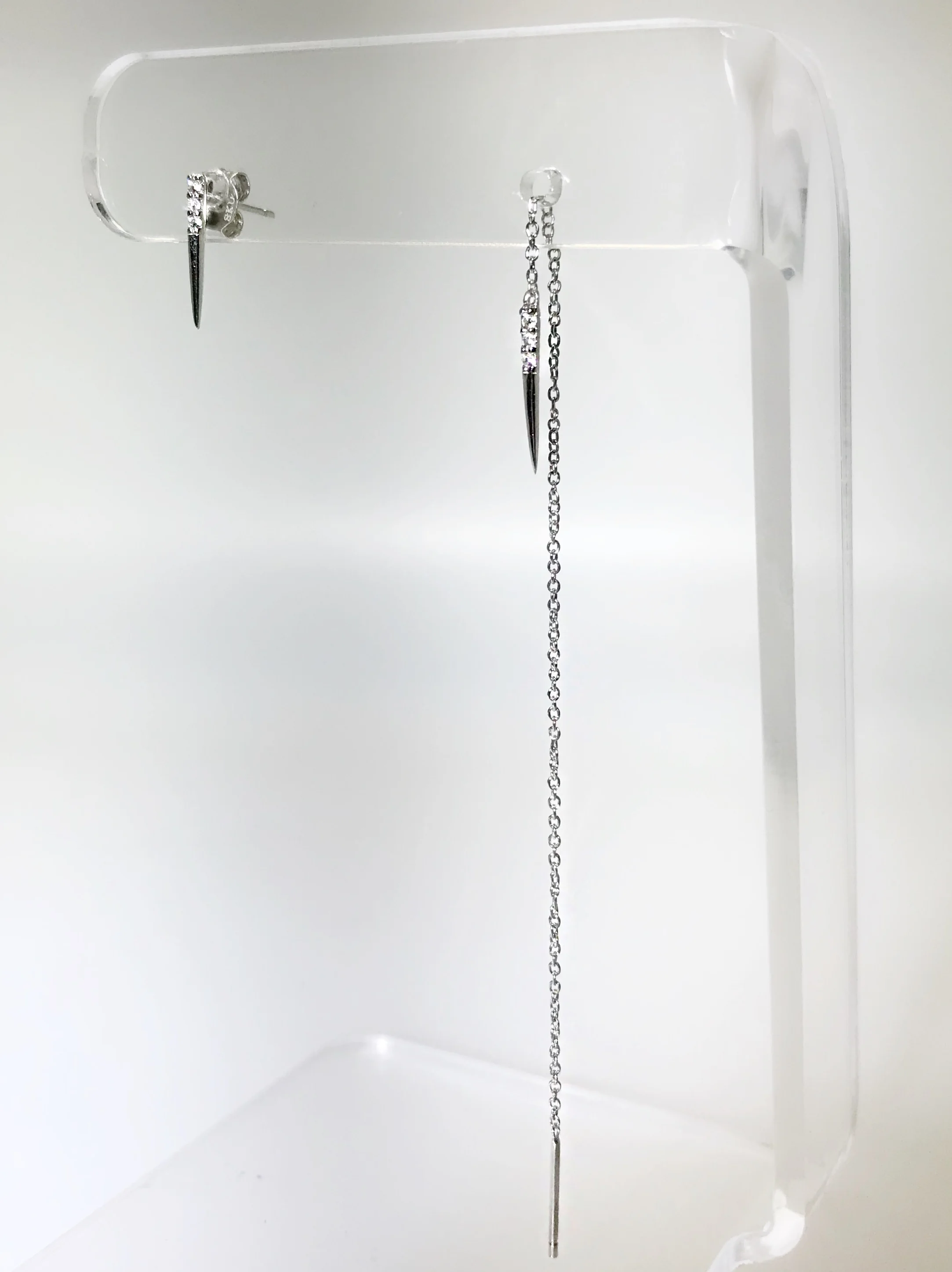 CZ Uneven Pointed Stud Earring Set