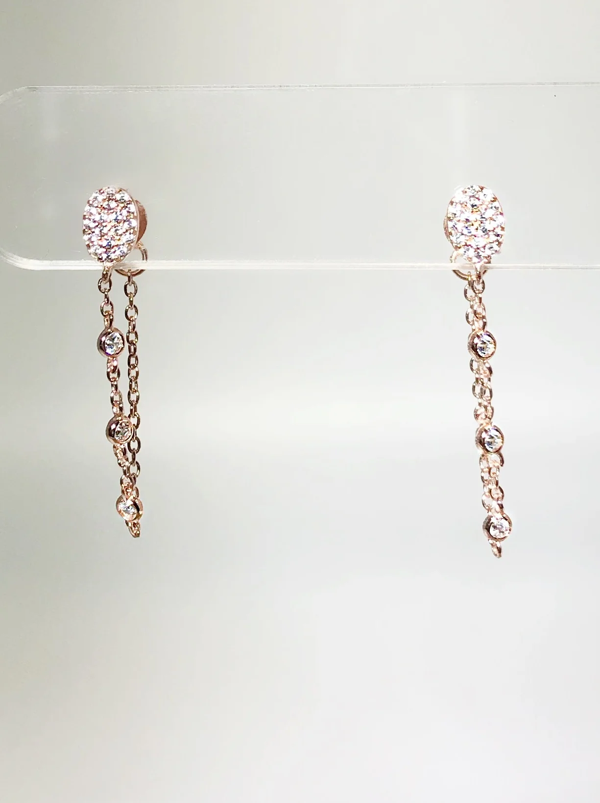 CZ Pave Oval Chain Earring